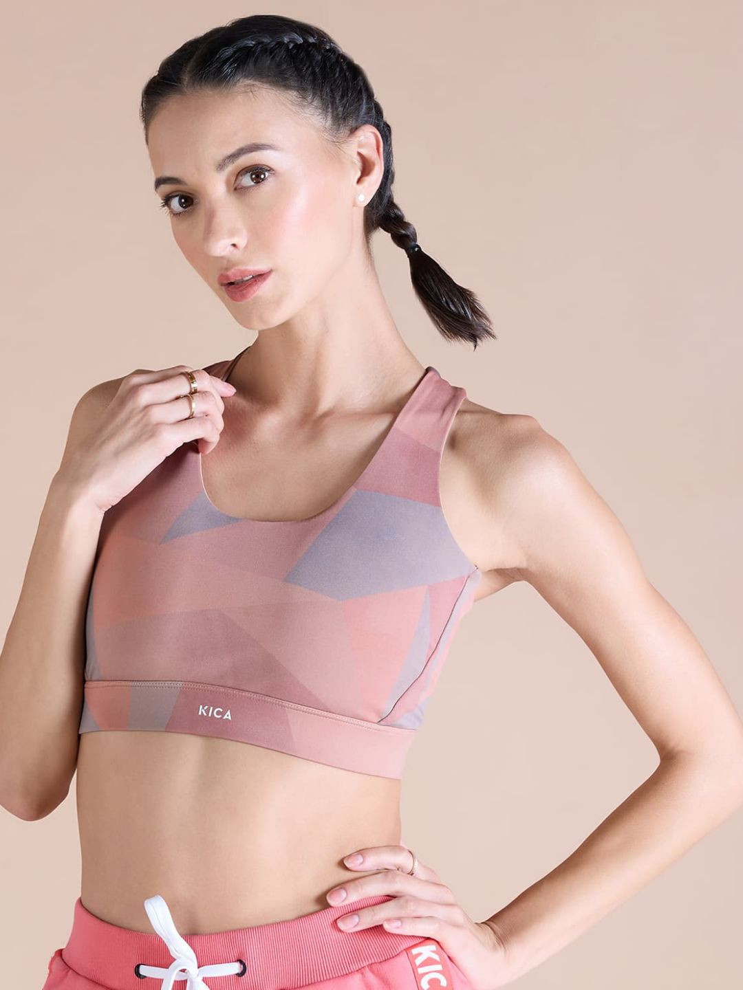 

KICA Full Coverage Lightly Padded Sports Bra With Removable Pads, Pink