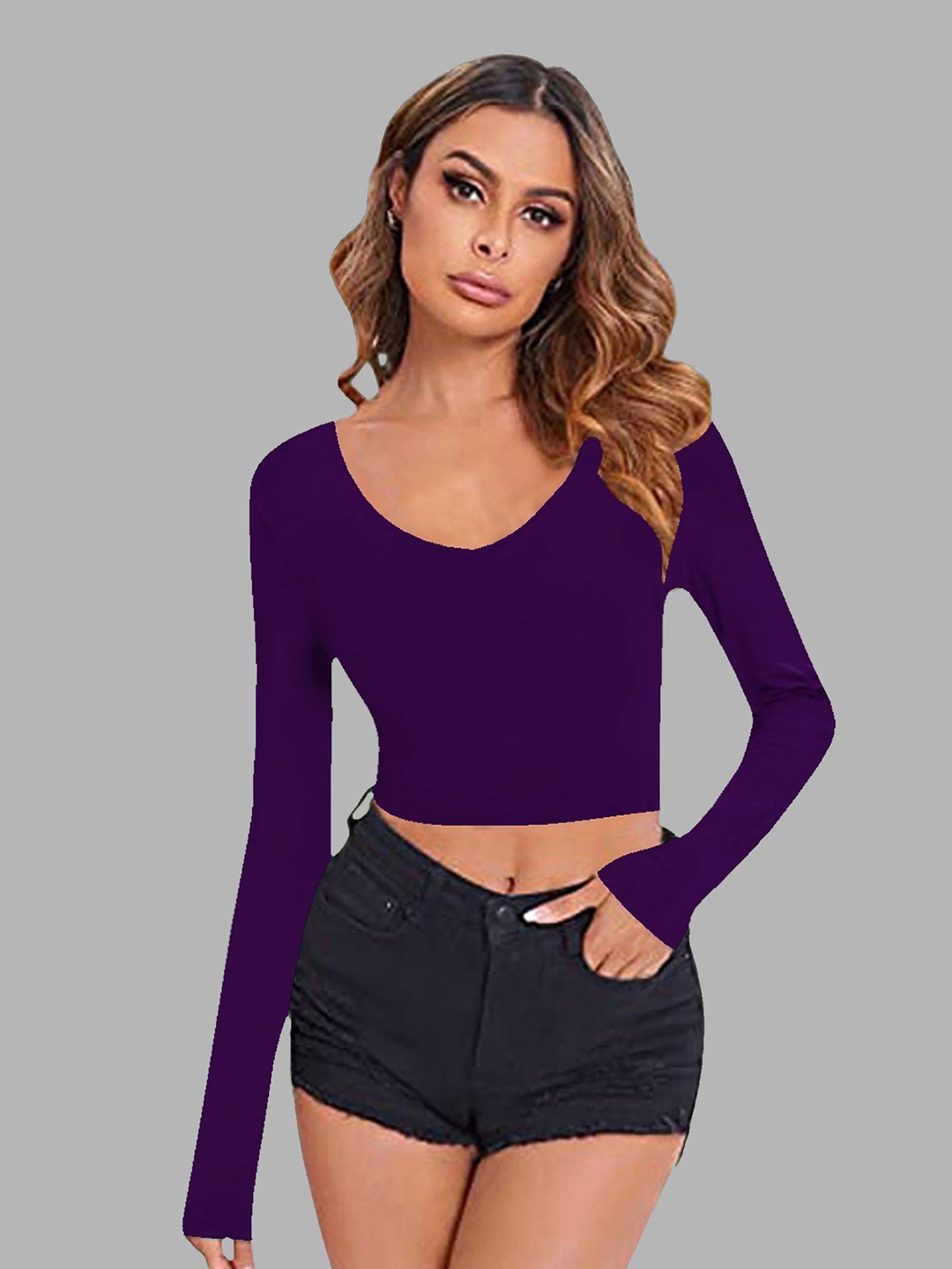 

Dream Beauty Fashion Women Fitted Crop Top, Purple