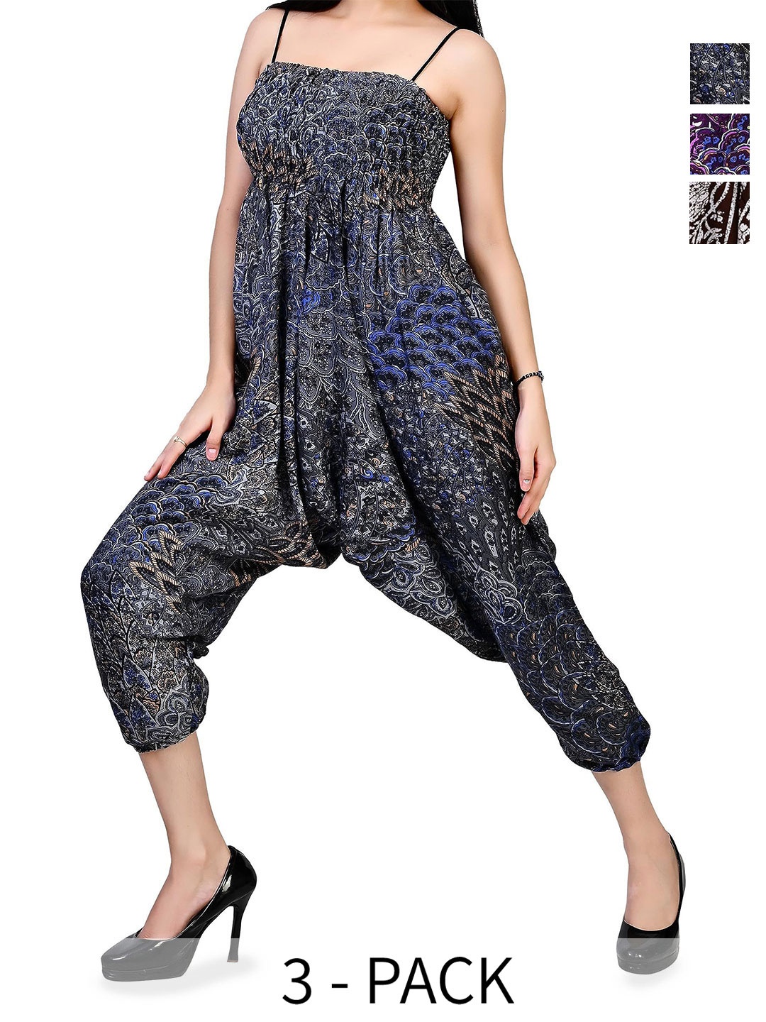 

NarNari Women Pack Of 3 Printed Mid-Rise Harem Pants, Brown