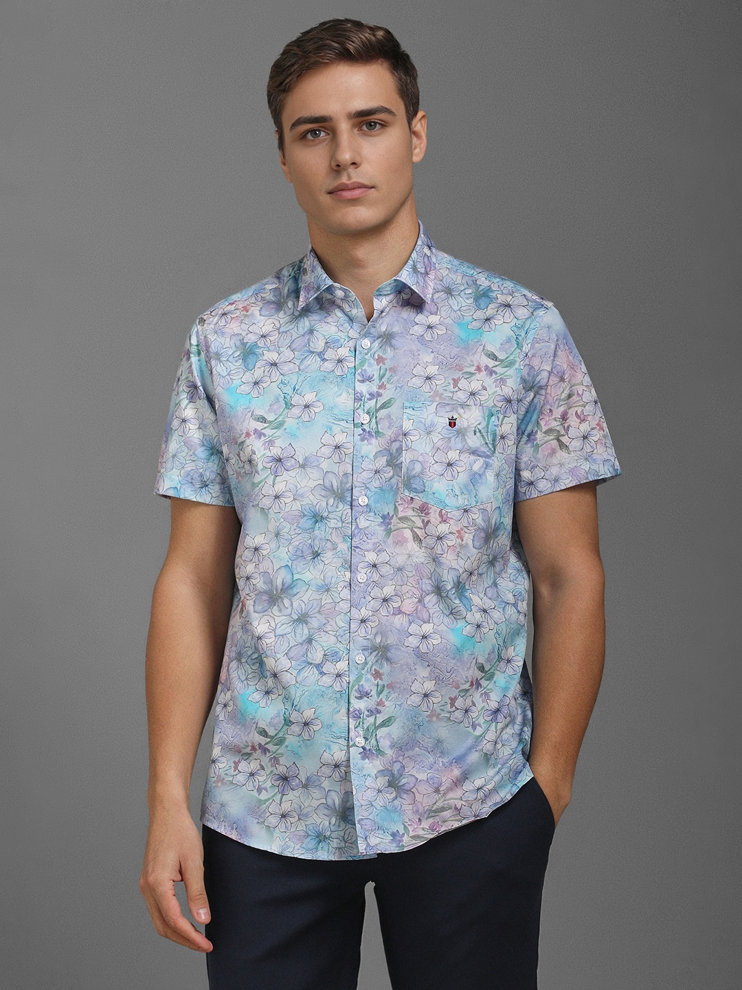 

Louis Philippe Sport Men Slim Fit Floral Opaque Printed Casual Shirt, Blue