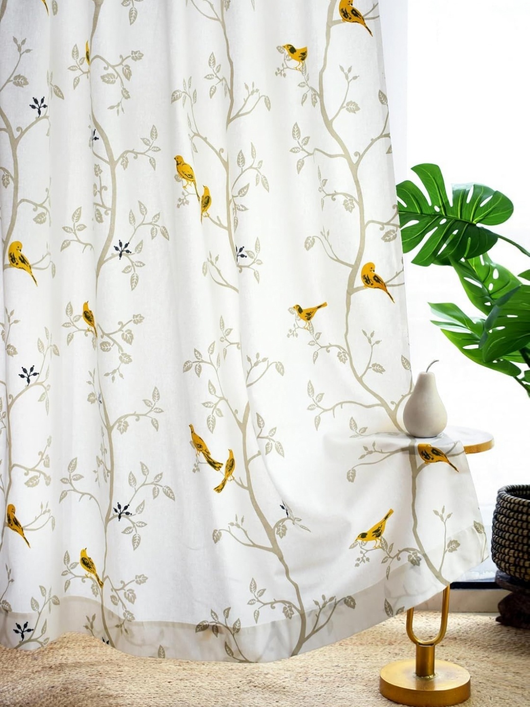 

Tranquebar Home Yellow & White Set of 2 Floral Door Curtain