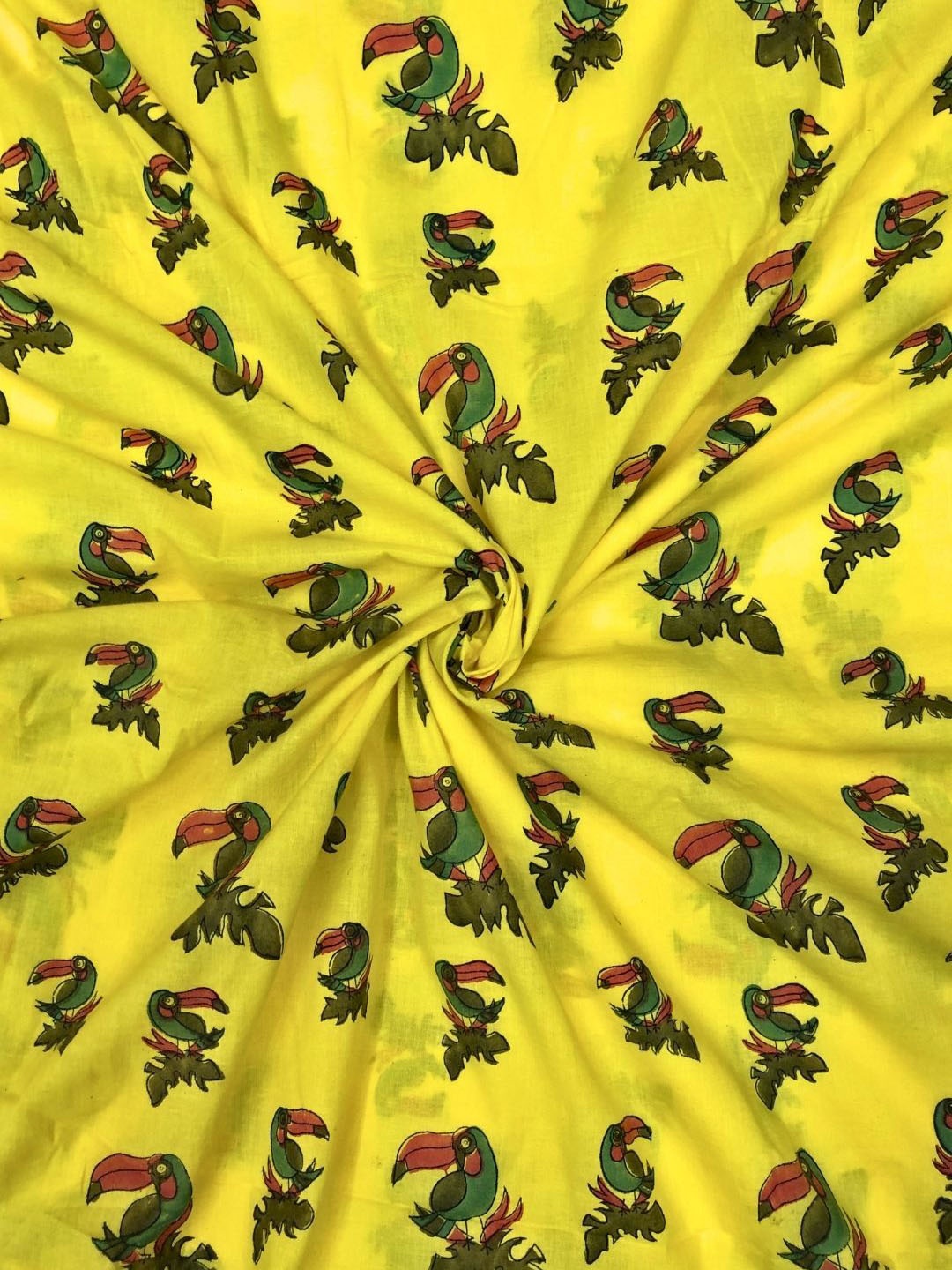 

PALASH Birds Printed Pure Cotton Unstitched Dress Material, Yellow