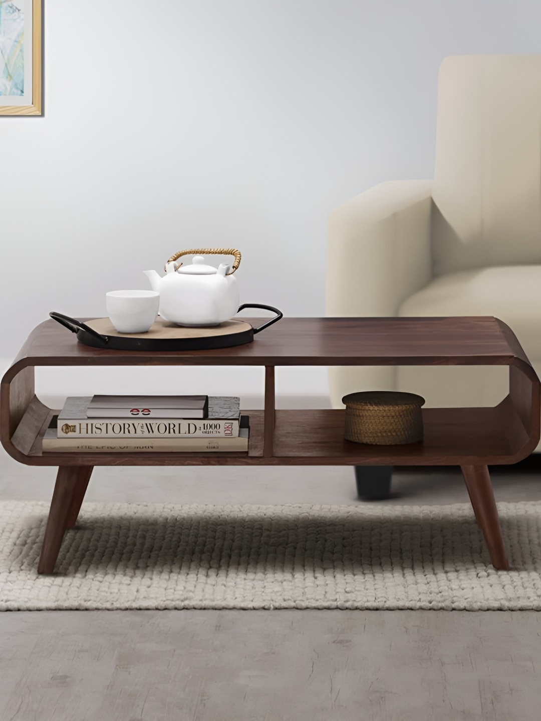 

Sleepyhead Peep Solid Sheesham Wood Coffee Center Table With Storage, Brown