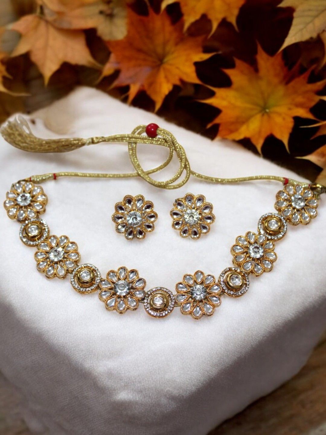

Jolly Faces Kundan Stone Studded Jewellery Set, Gold