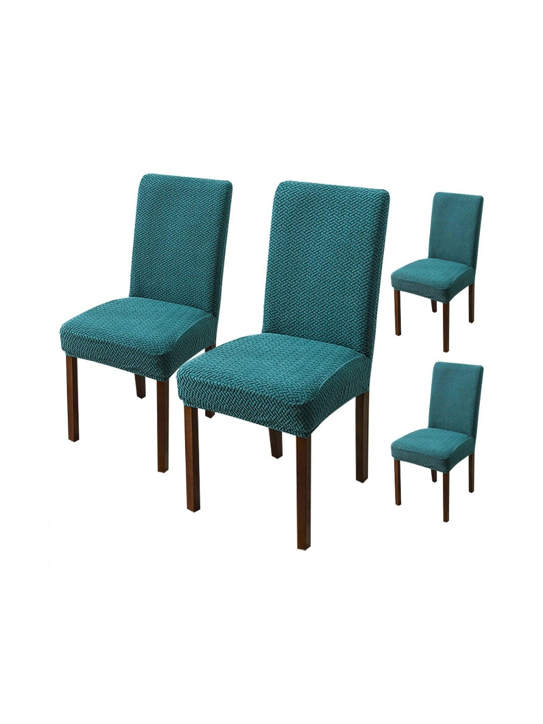 

HOUSE OF QUIRK 4-Pcs Textured Washable ChairCover, Teal