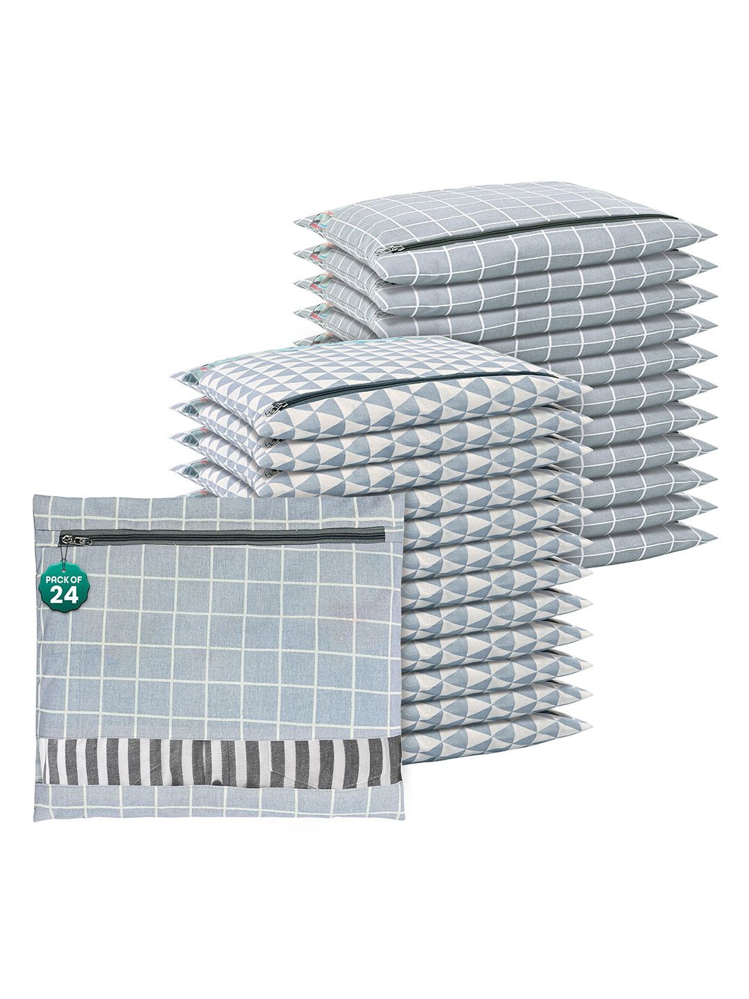 

Kuber Industries Grey 24 Pcs Regular Clothes Storage Single Packing Bag Drawer Organiser