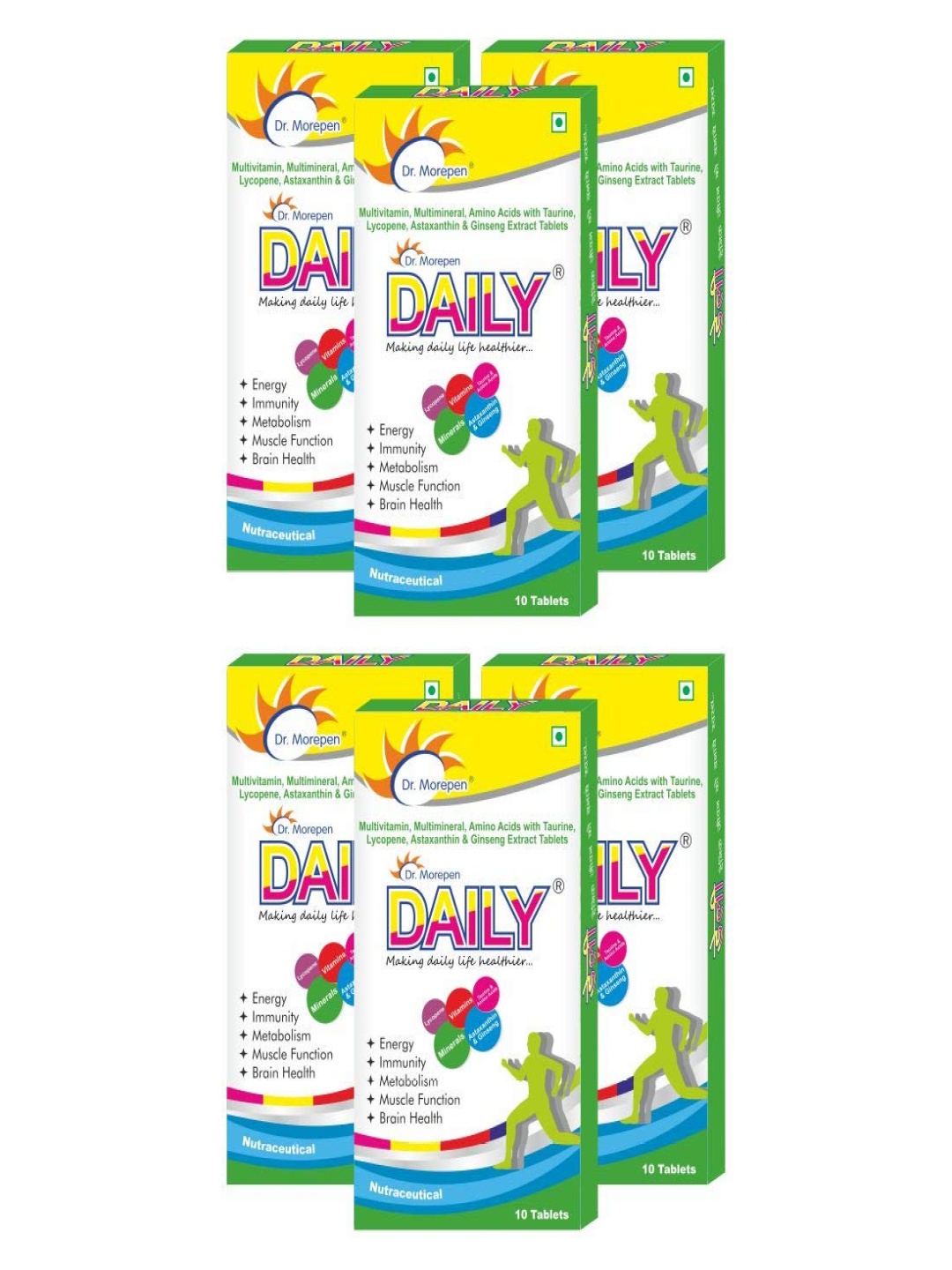 

Dr. Morepen Set Of 6 Daily Multivitamin Tablets - 10 Tablets Each, Green
