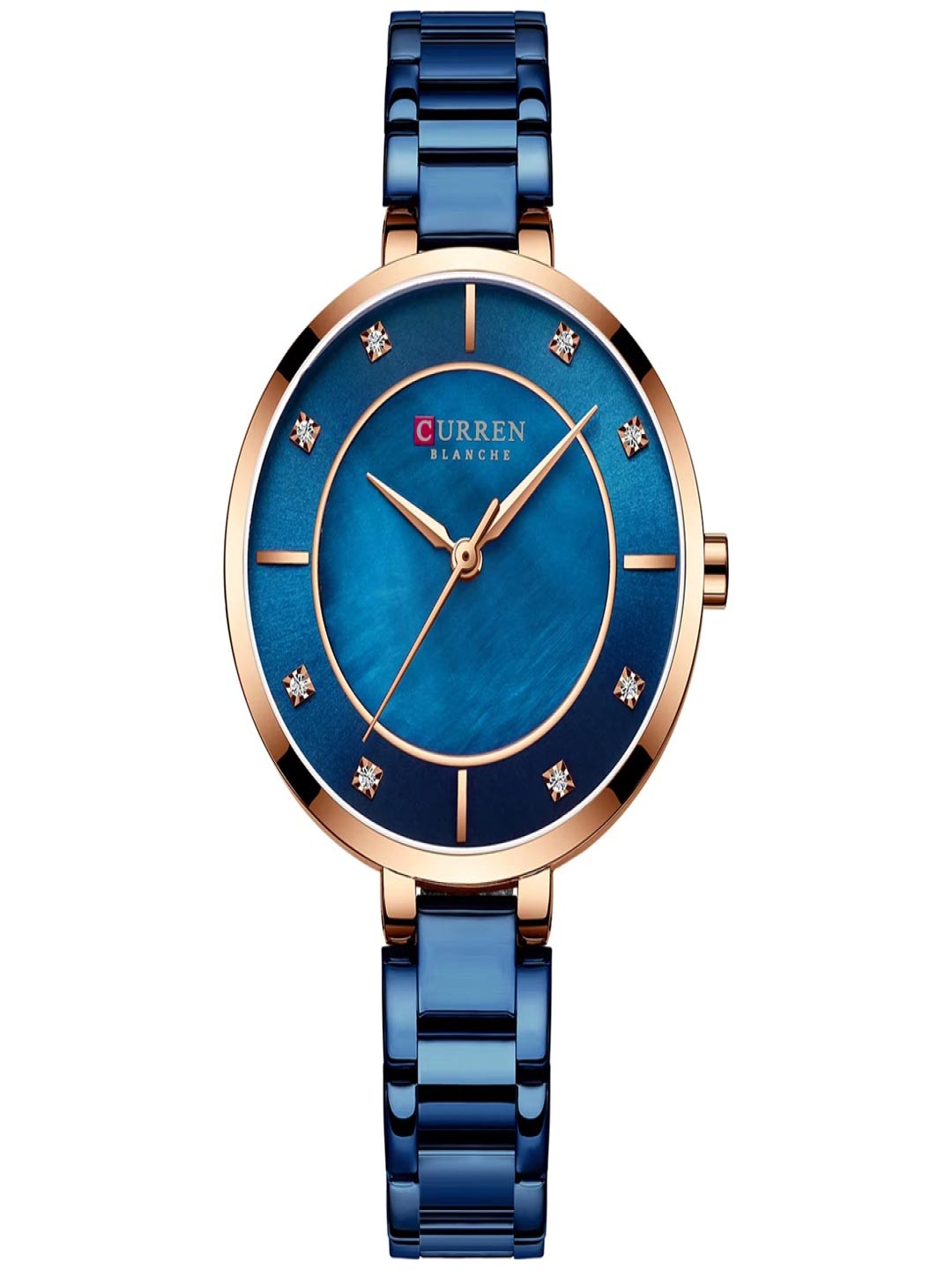 

Curren Women Bracelet Style Straps Analogue Watch CR-9051-Rose Gold, Blue