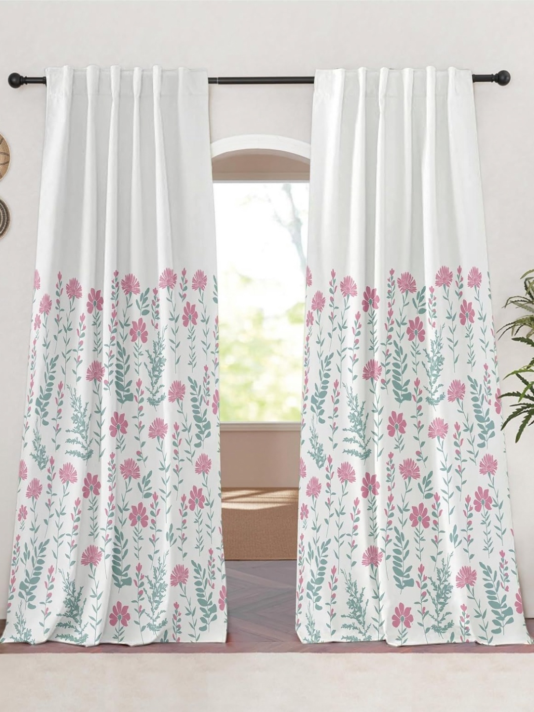 

Tranquebar Home Purple Set of 2 Floral Door Curtain, Lavender