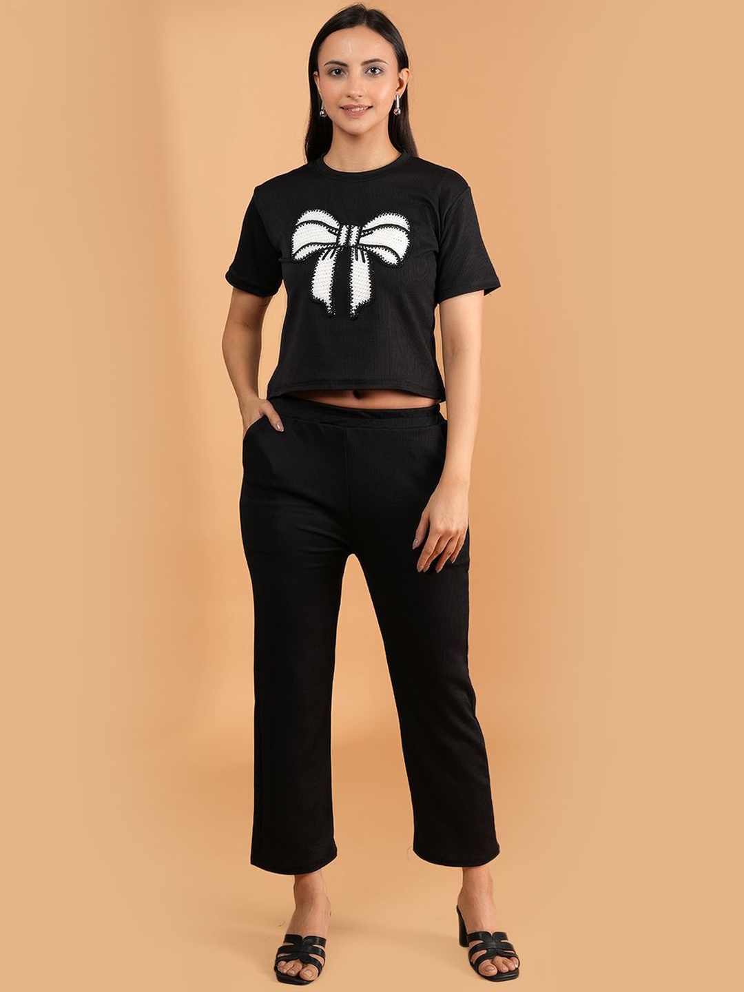 

BAESD Quirky Embroidered T-shirt With Trousers, Black