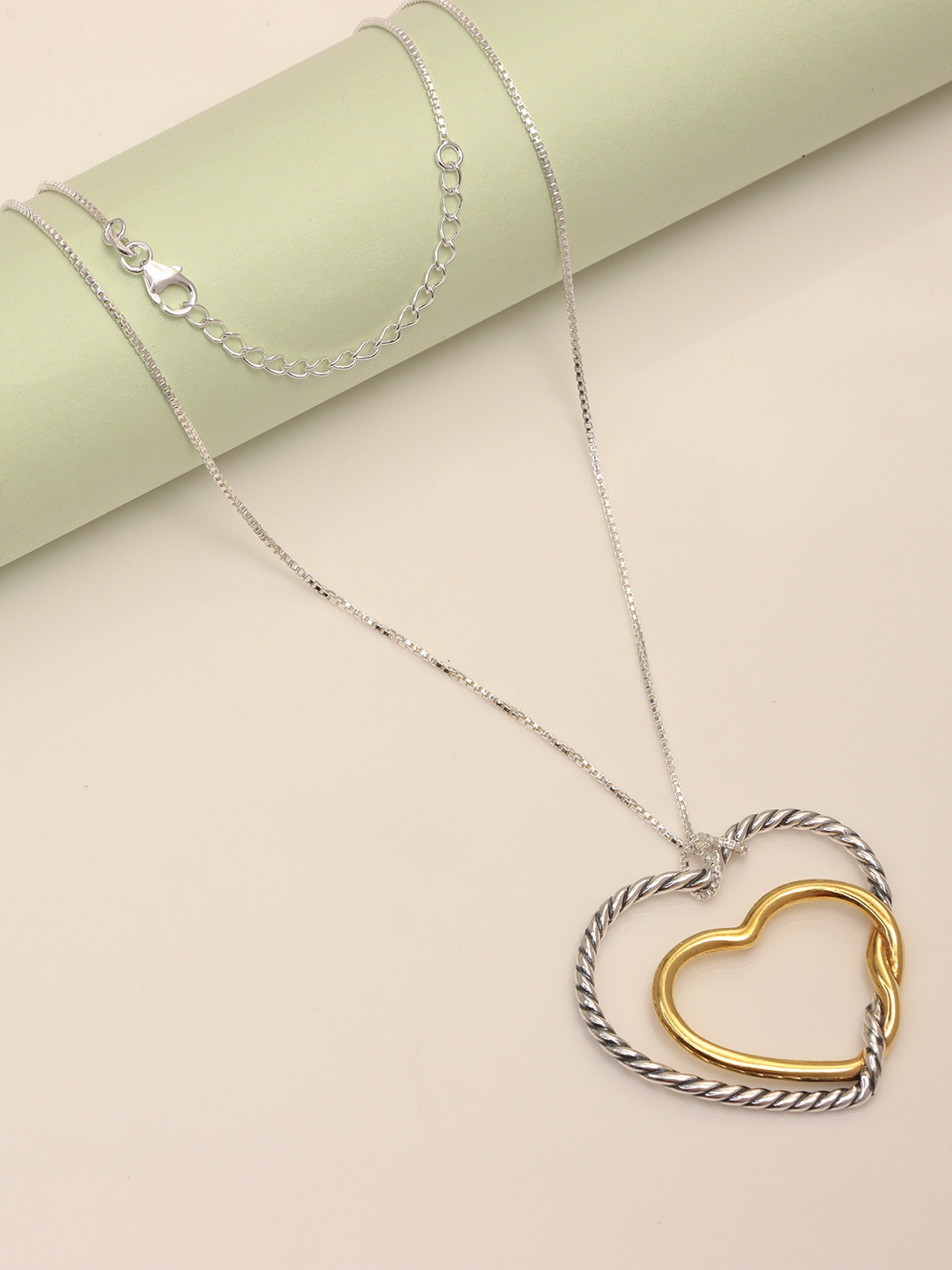 

LeCalla 925 Sterling Silver-Plated Heart Shaped Pendants With Chains