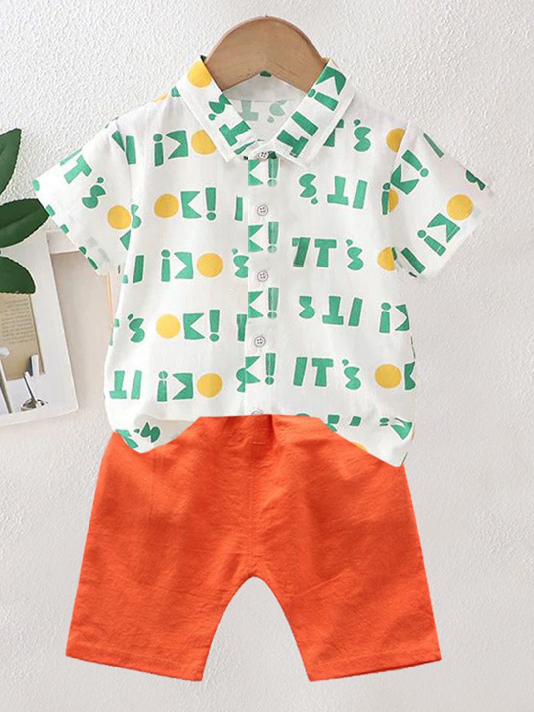 

DANGAR Kids Printed Short Sleeves Shirt With Shorts, White