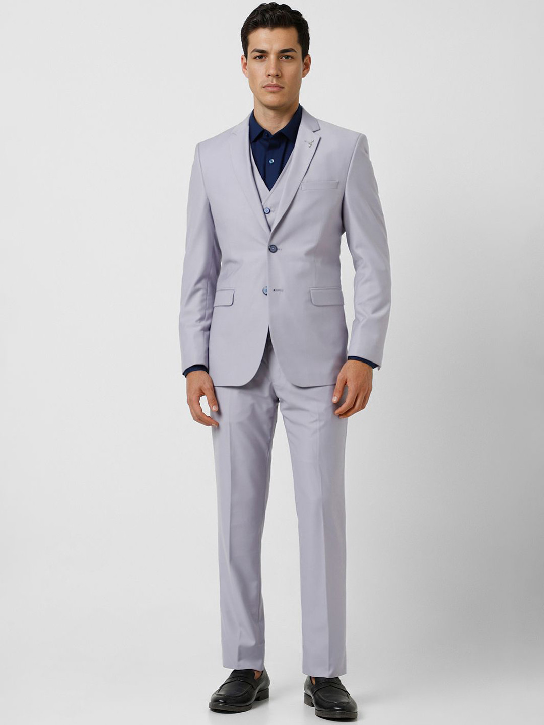 

Van Heusen Men Slim Fit Single-Breasted Three Piece Party Suit, Grey