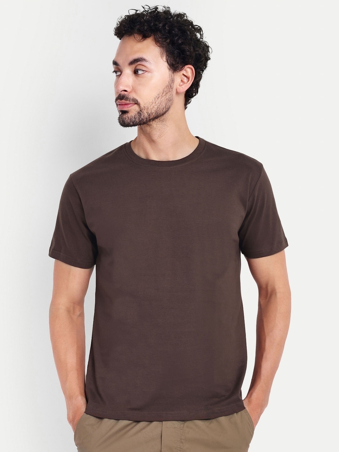 

House of Mool Men Raw Edge T-shirt, Brown