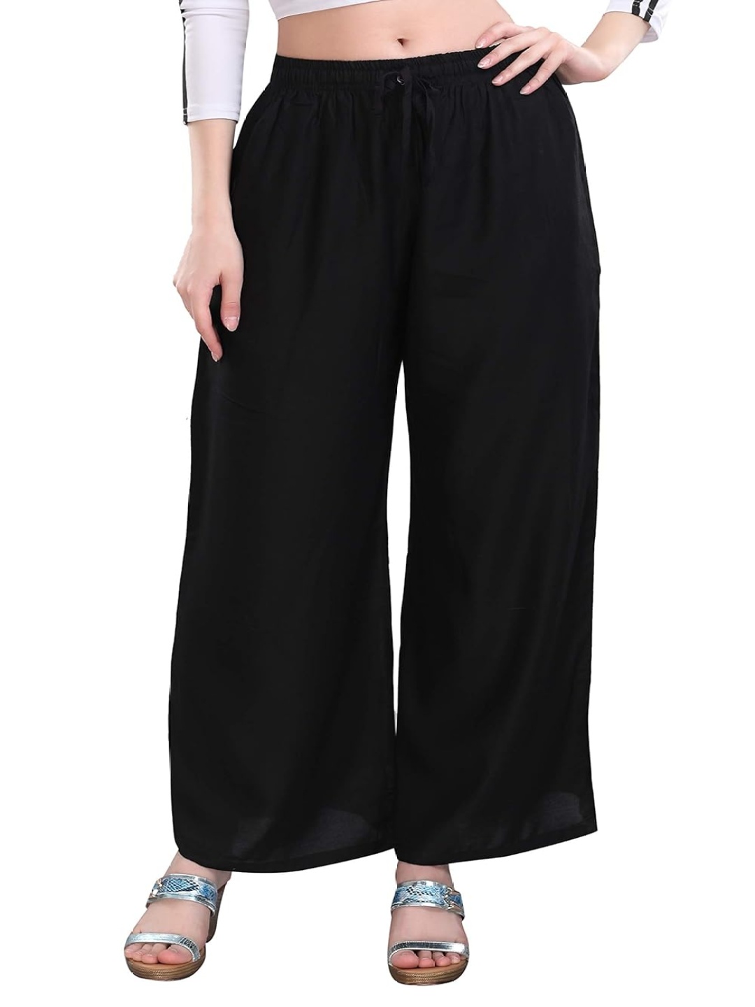 

DREAM & DZIRE Women Flared Palazzos, Black