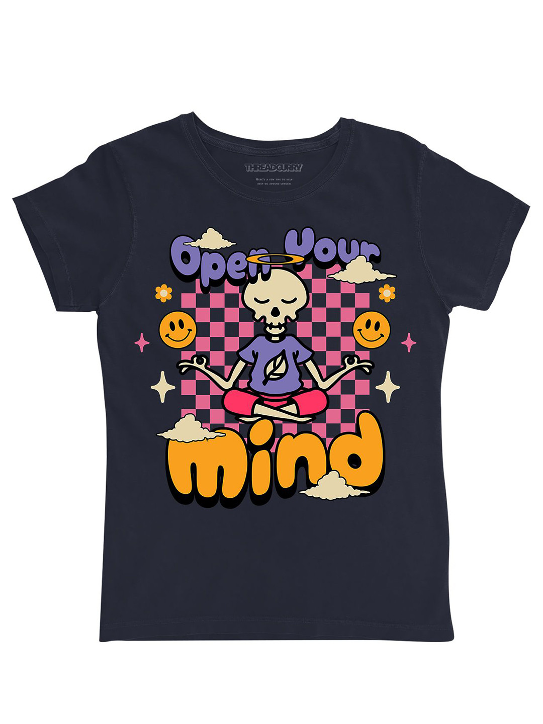 

THREADCURRY Girls Printed T-shirt, Navy blue