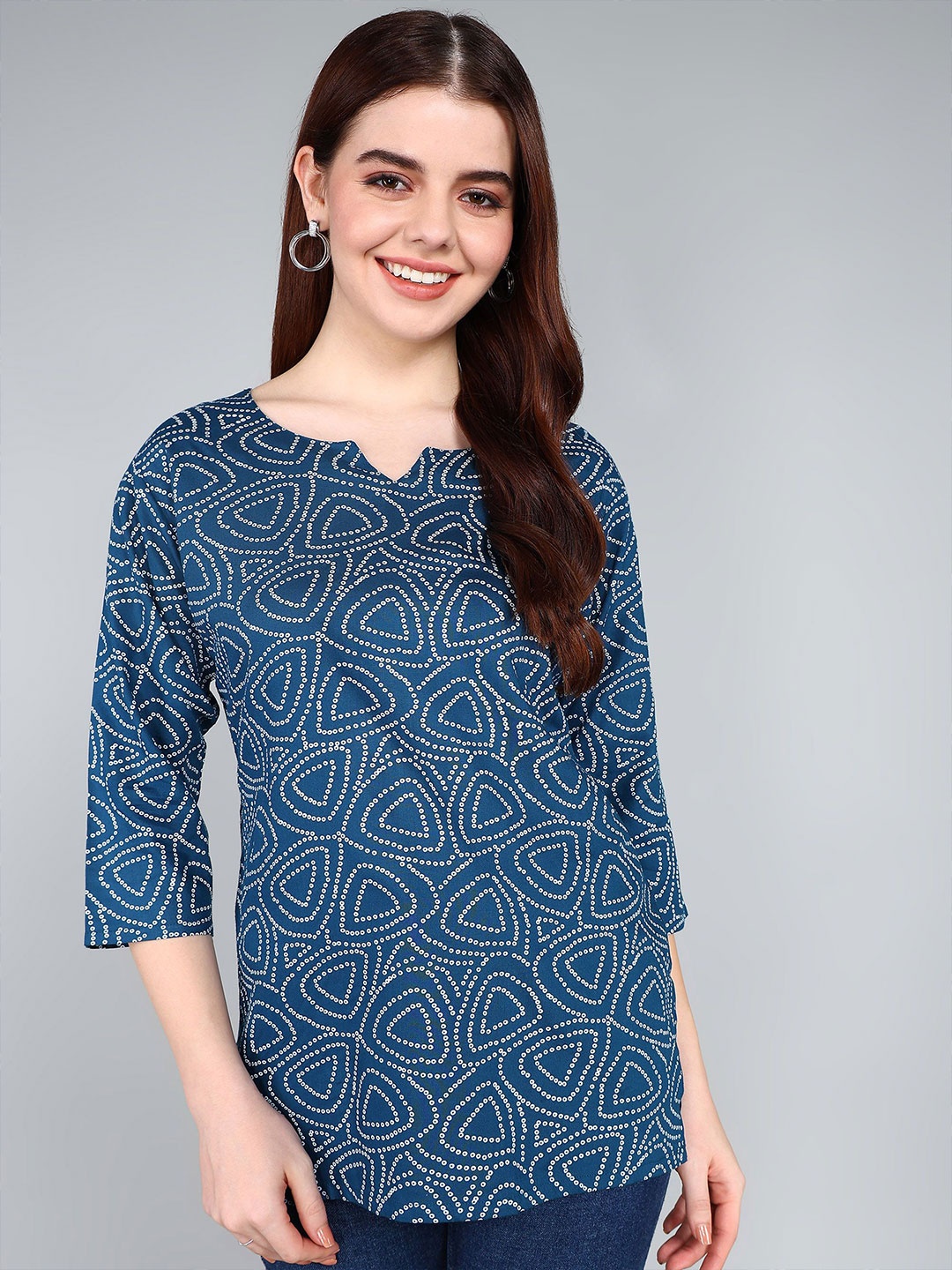 

Tviksha Fashion Women Bandhani Printed Kurti, Blue