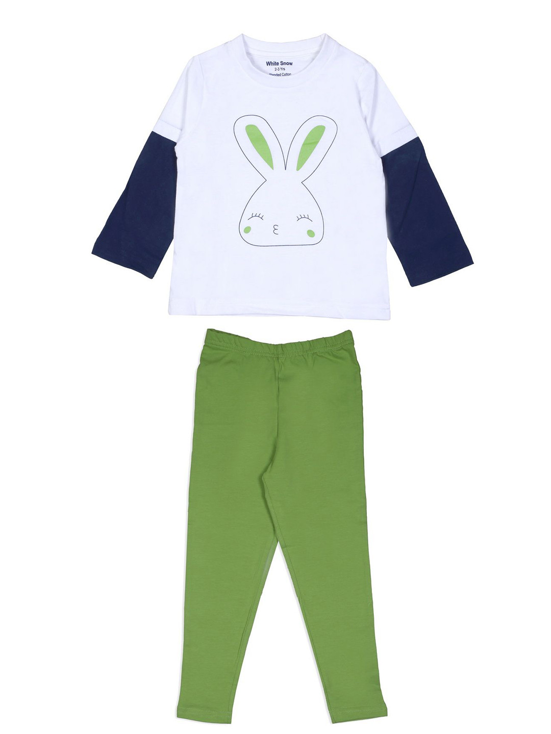 

White Snow Kids Round Neck Pure Cotton T-Shirt With Pyjama