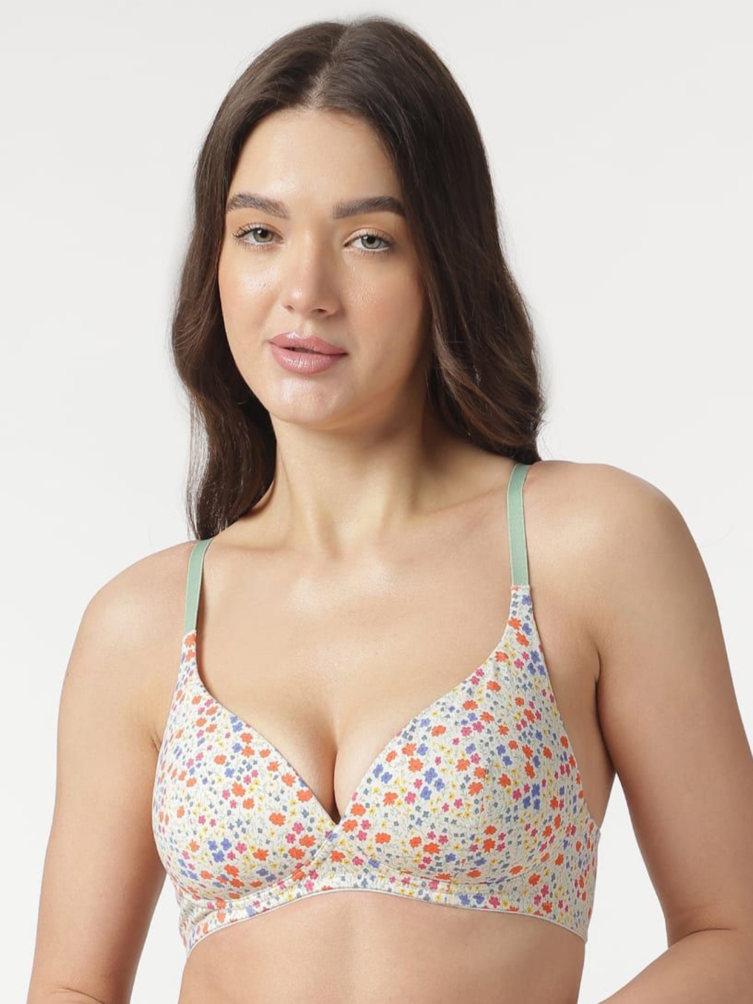 

Marks & Spencer Floral Bra Medium Coverage Underwired Lightly Padded, White