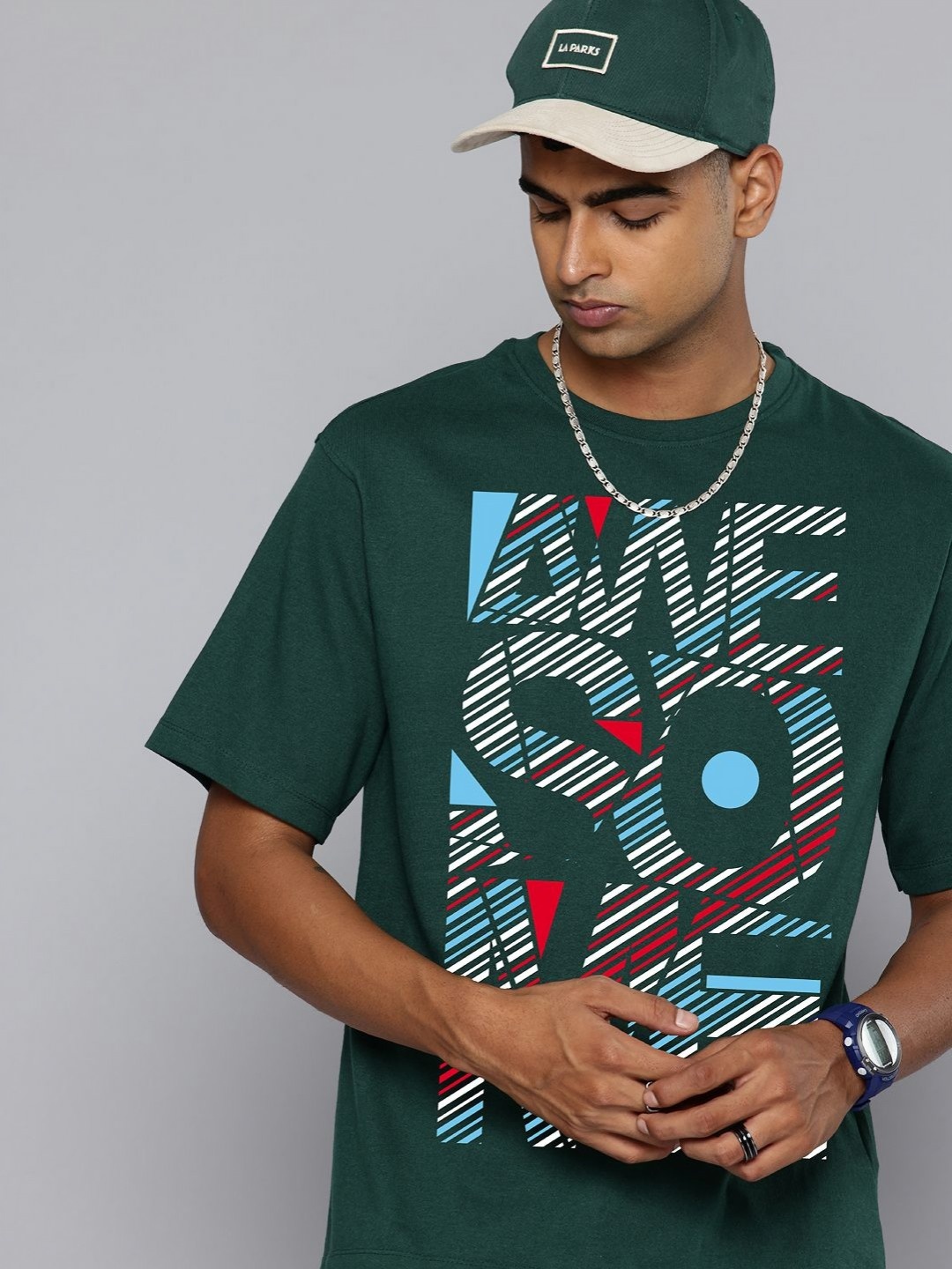

Moda Rapido Men Typography Printed Round Neck Cotton Relaxed Fit T-shirt, Green