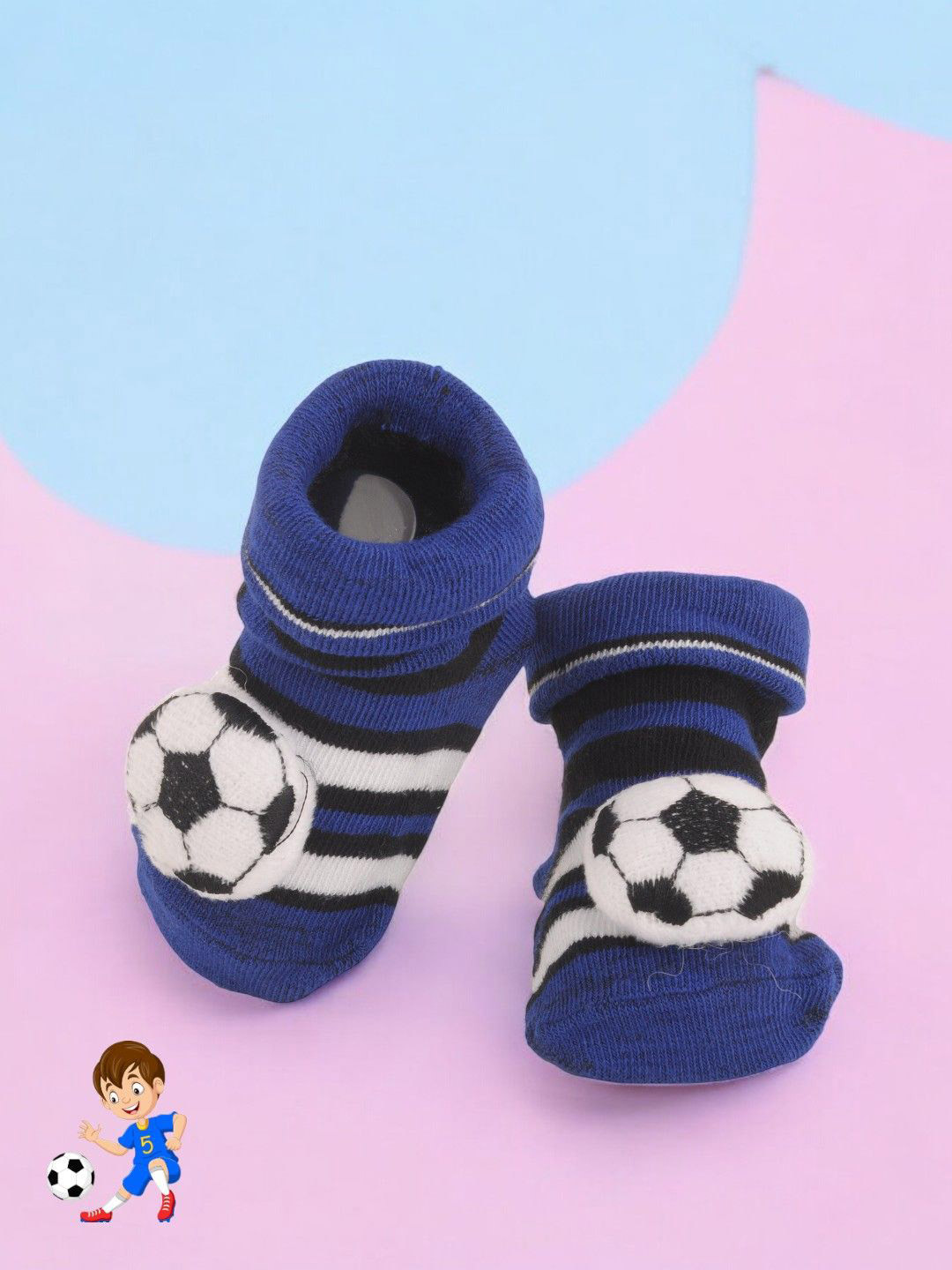 

Yellow Bee Infant Girls Soccer-Themed Patterned Ankle Length Socks, Blue