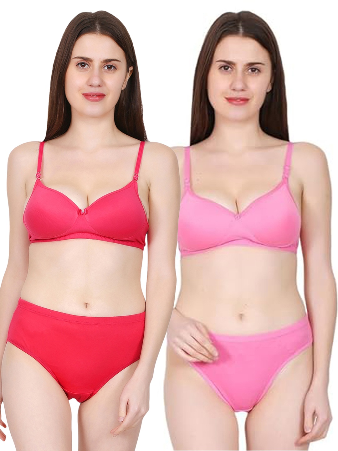 

chia fashions Pack Of 2 Padded Lingerie Set - CHFS-PAD-PNK-PEACH-30B, Pink