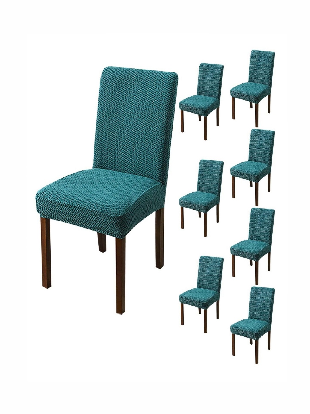 

HOUSE OF QUIRK 8-Pcs Textured Washable ChairCover, Teal