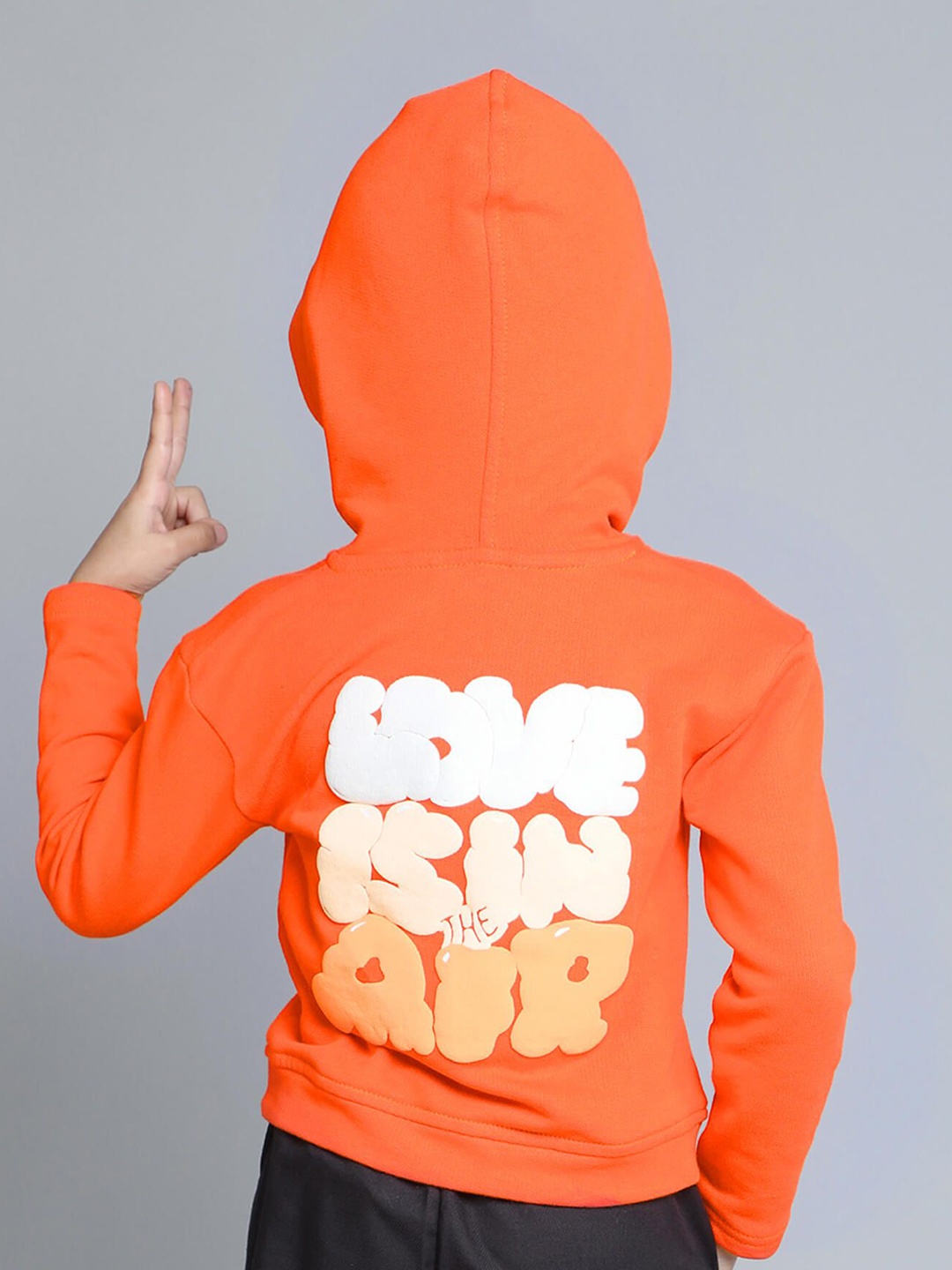 

taffykids Girls Printed Hooded Cotton Sweatshirt, Orange