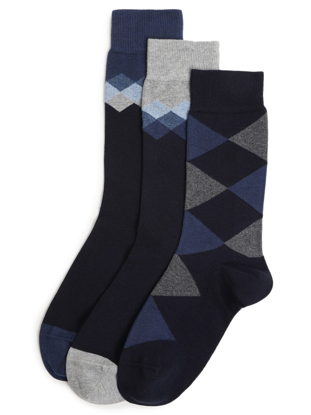 

Marks & Spencer Men Chevron Patterned Pack Of 3 Ankle Length Socks, Black