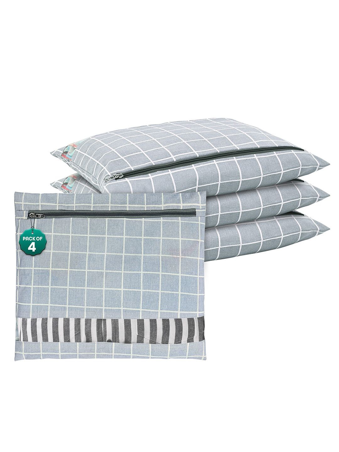 

Kuber Industries Grey 4 Pcs Regular Clothes Storage Single Packing Bag Drawer Organiser