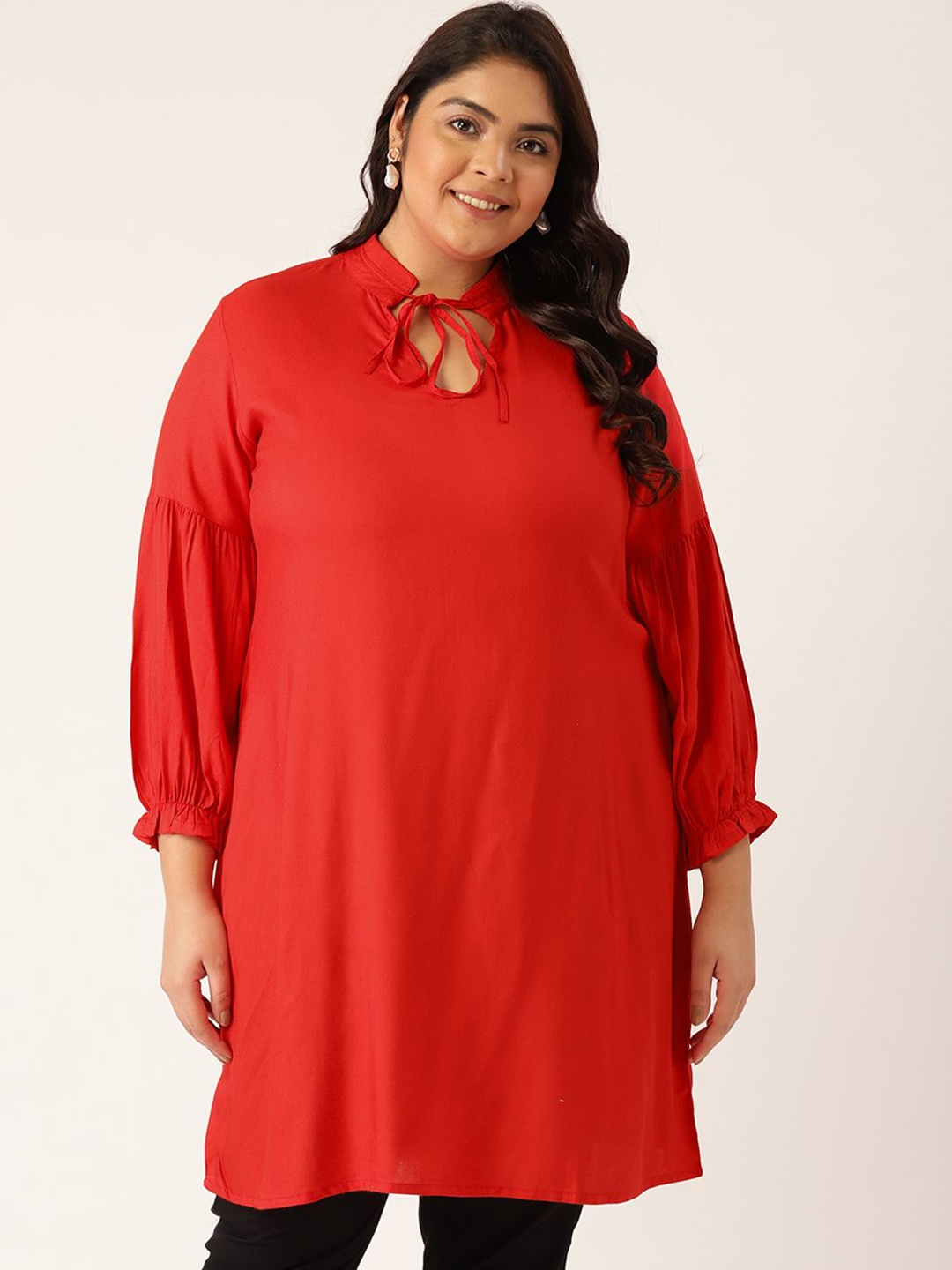 

theRebelinme Plus Size Longline Tunic, Red