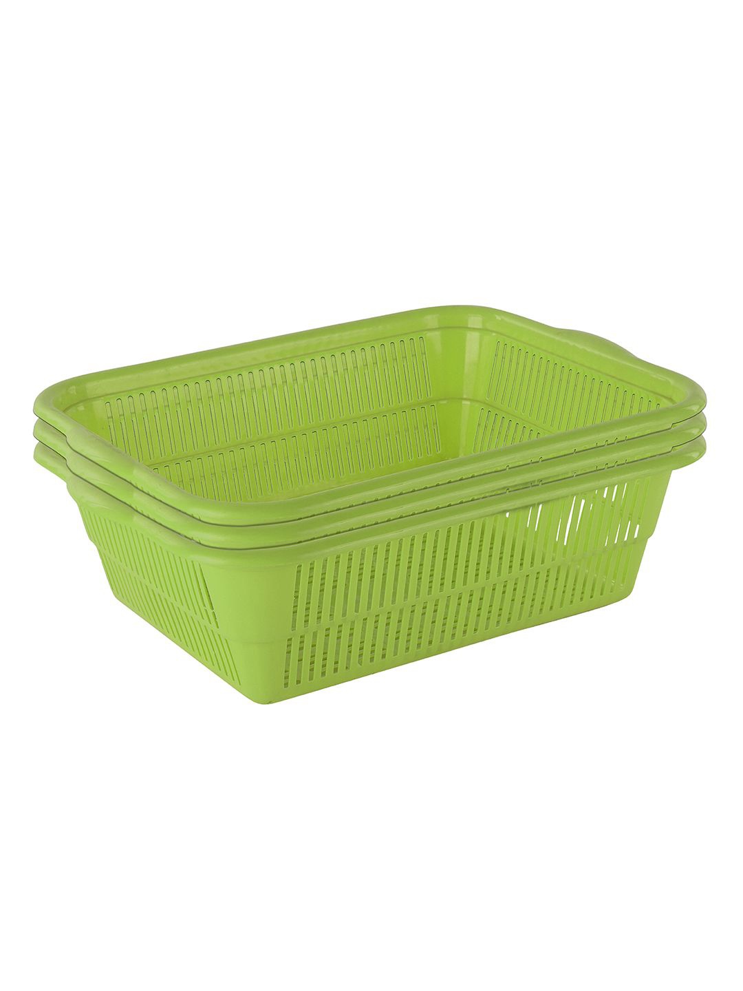 

Kuber Industries Green 3 Pieces Fruit and Vegetable Basket