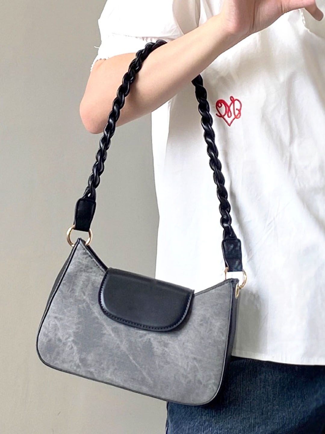 

StyleCast Women Textured Crossbody Handheld Bag, Grey