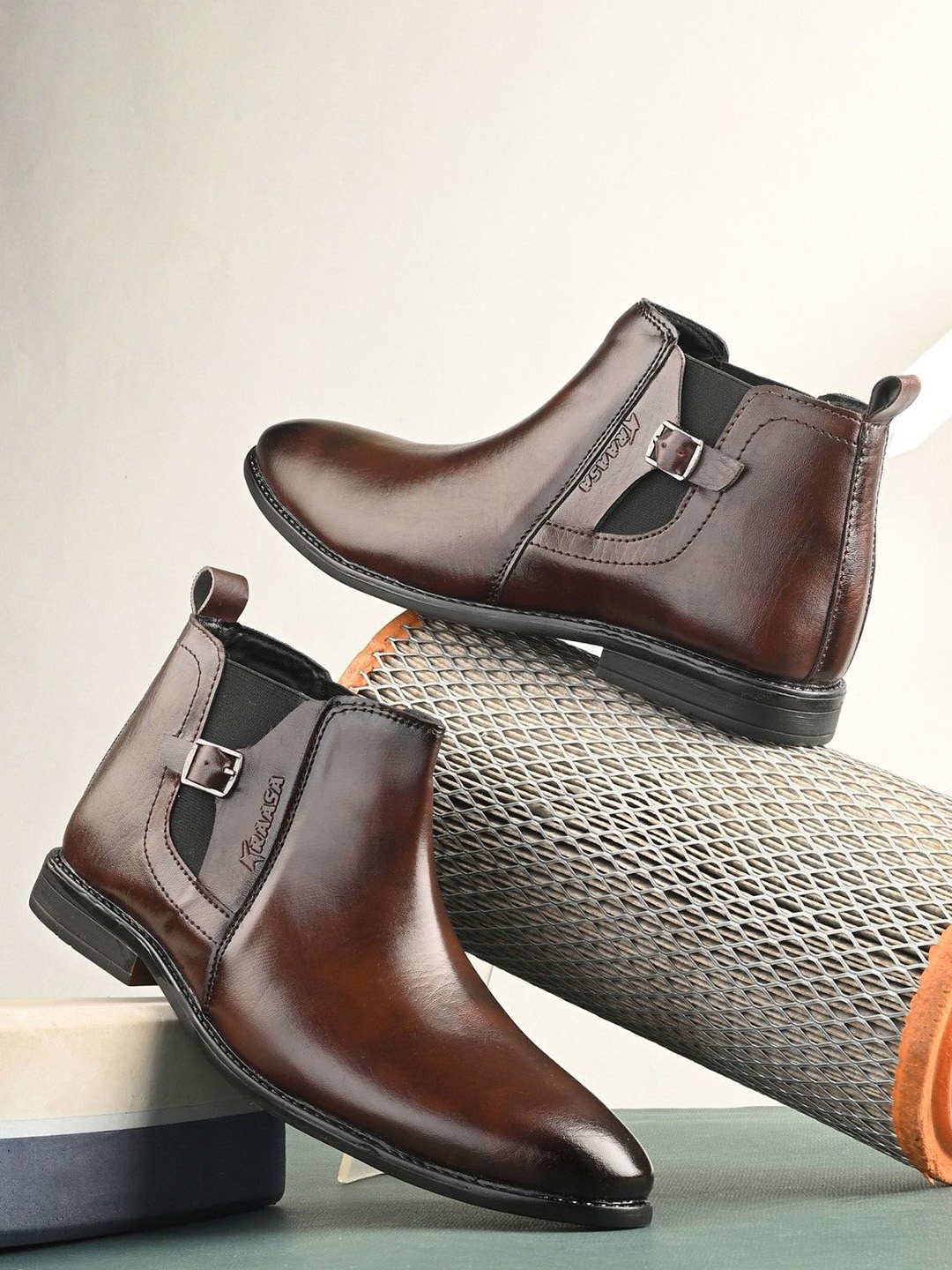 

KRAASA Men Casual Chelsea Boots, Brown