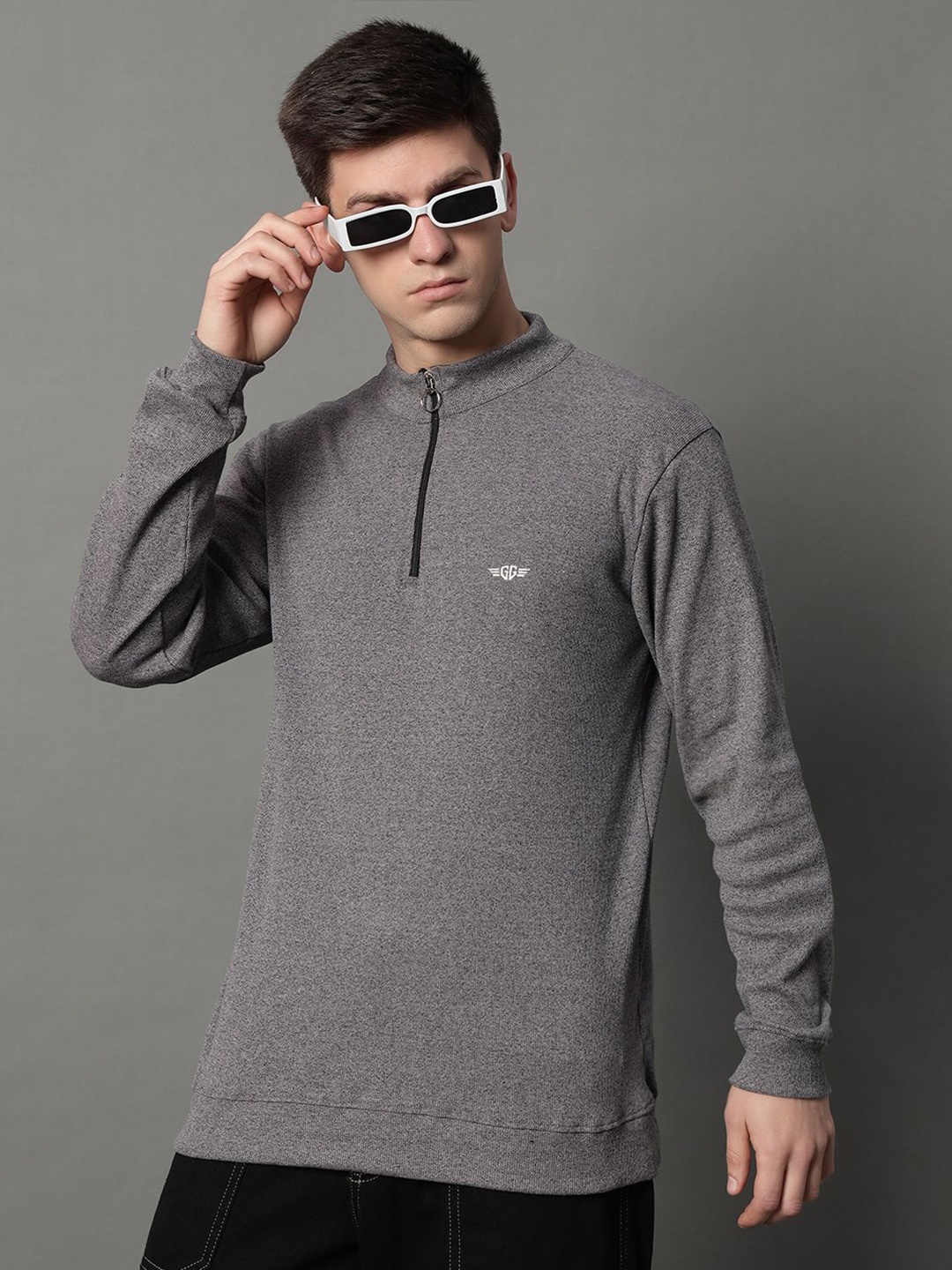 

GET GOLF Men Solid Sweatshirt, Grey