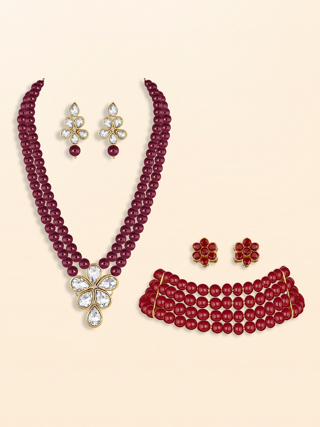 

Peora Set Of 2 Gold-Plated Stone Studded Jewellery Set