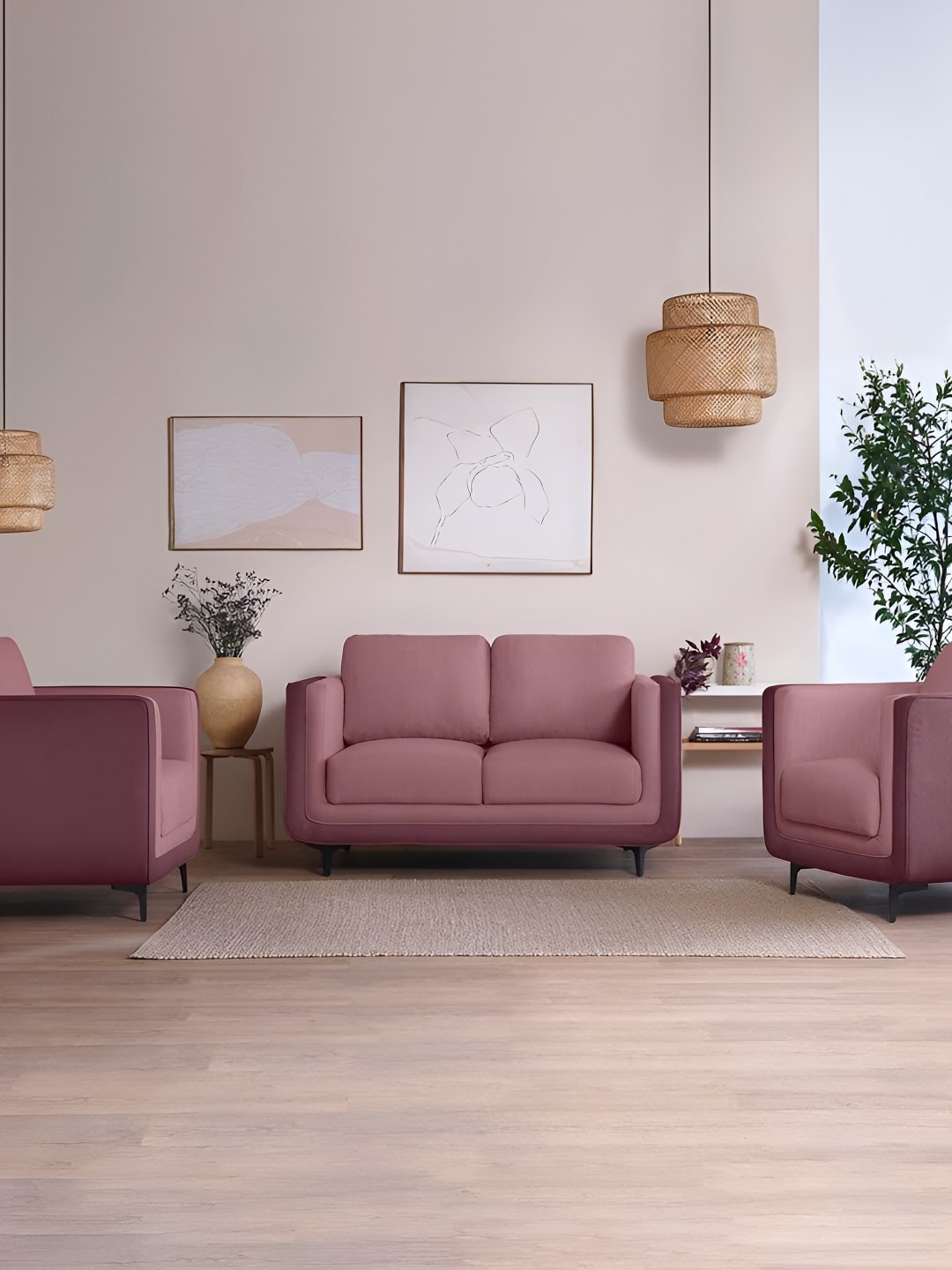 

Sleepyhead Mojo 4 Seater Dual Tone Luxury Sofa Set Fabric Hazy Purple