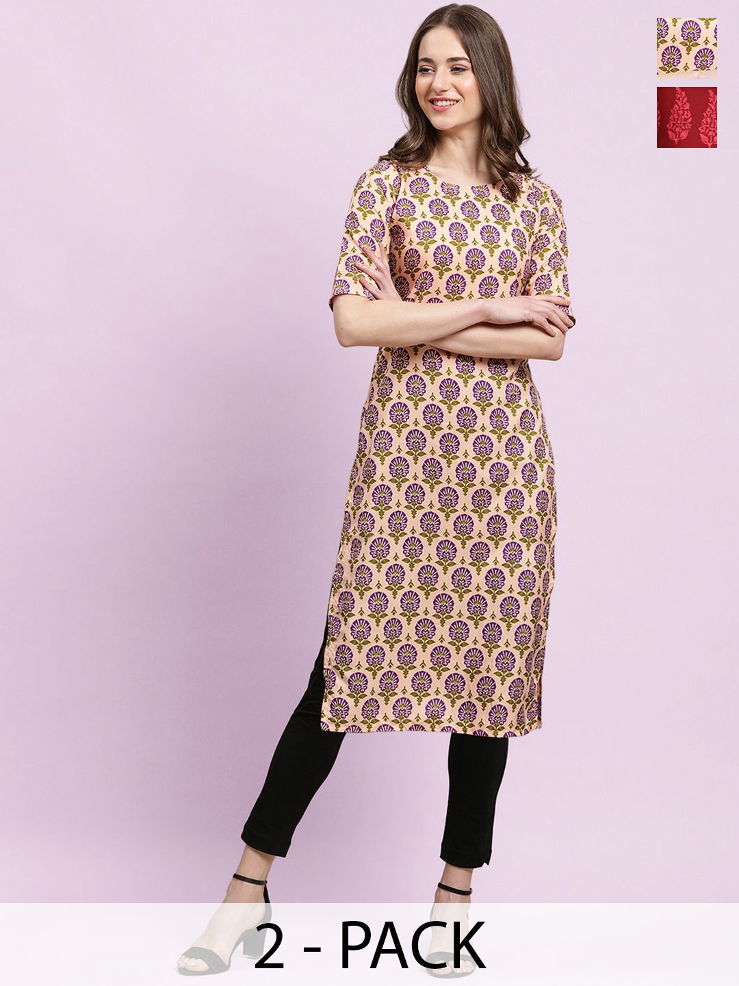 

Moda Rapido Women Ethnic Motifs Printed Floral Crepe Kurta, Multi