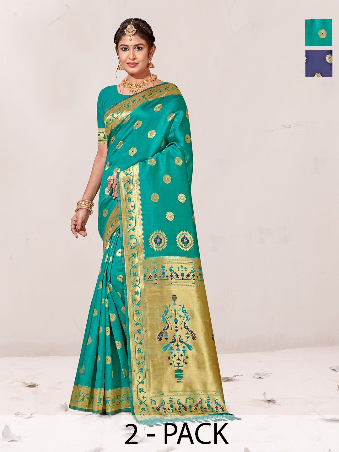 

Anouk Rustic Woven Design Zari Art Silk Paithani Saree, Blue