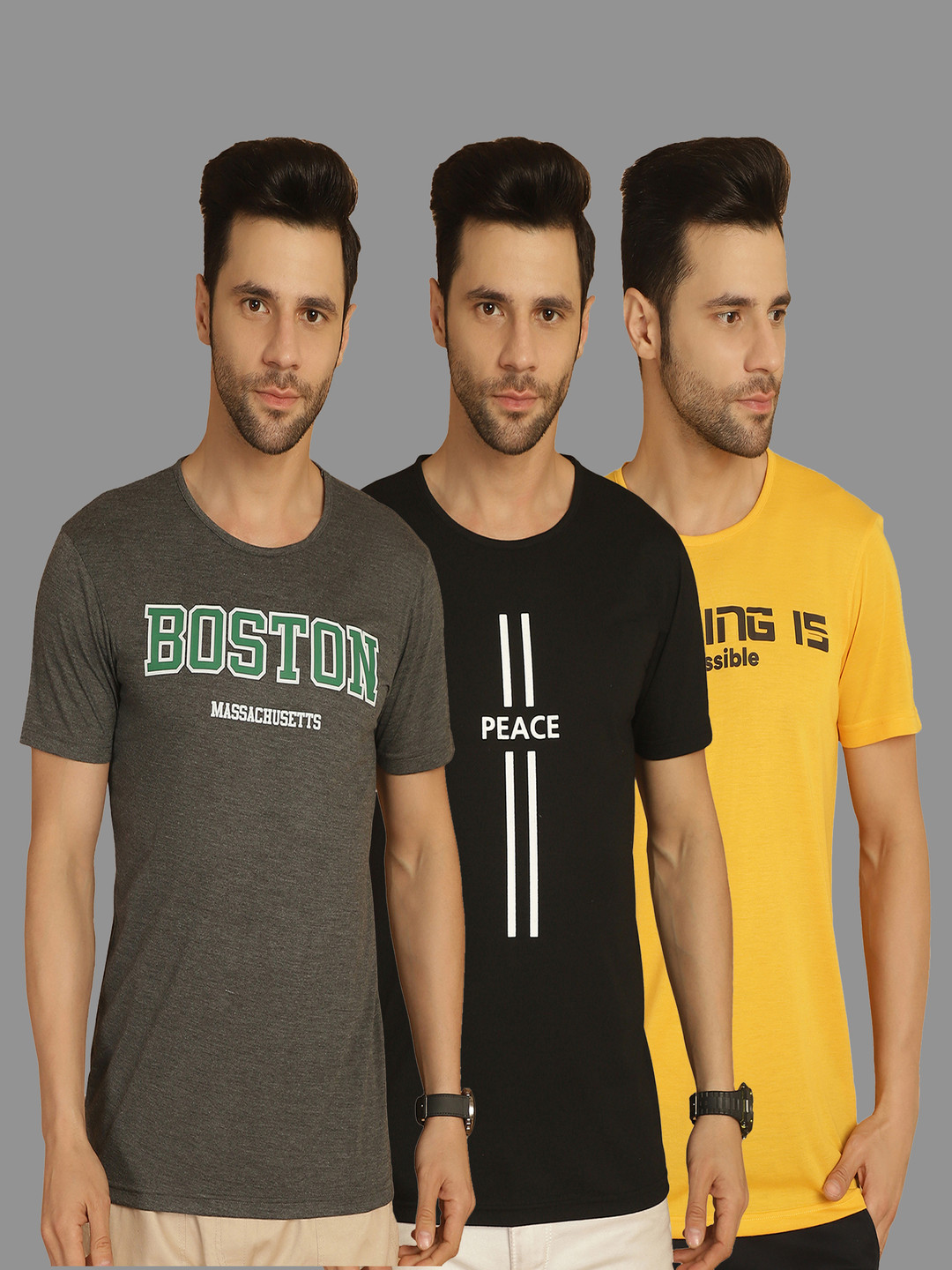 

VIMAL JONNEY Men Typography 3 Printed Applique T-shirt, Multi