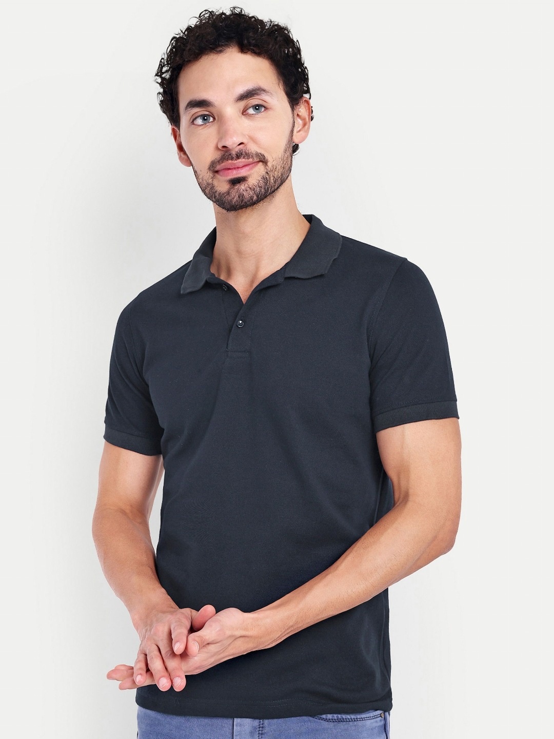 

House of Mool Men Polo Collar Pockets T-shirt, Navy blue