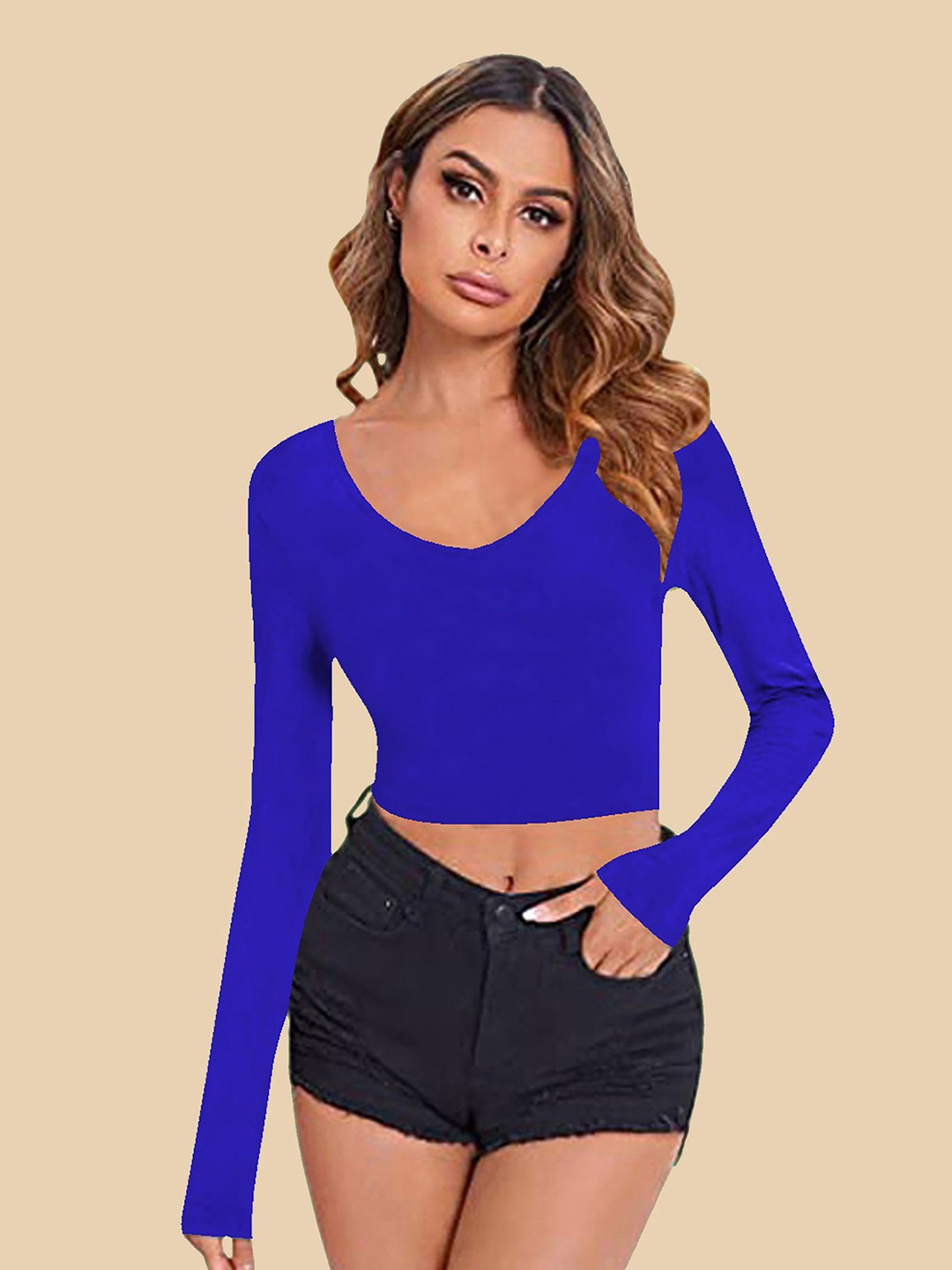 

Dream Beauty Fashion Women Fitted Crop Top, Blue