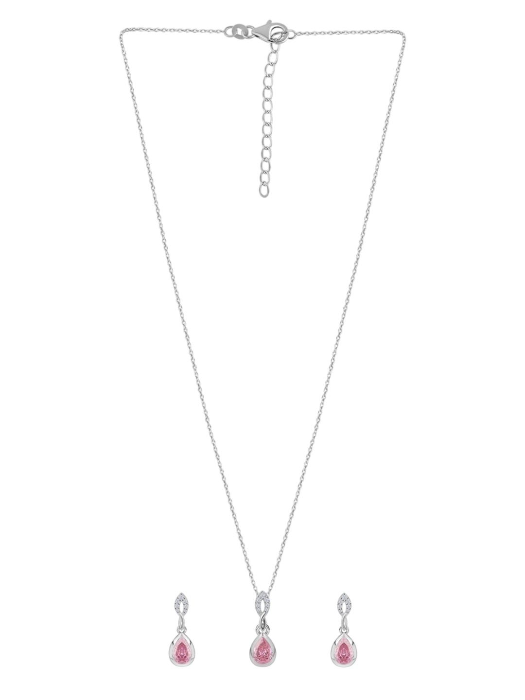 

Ornate Jewels 925 Sterling Silver Rhodium Plated AD Stone Studded Jewellery Set