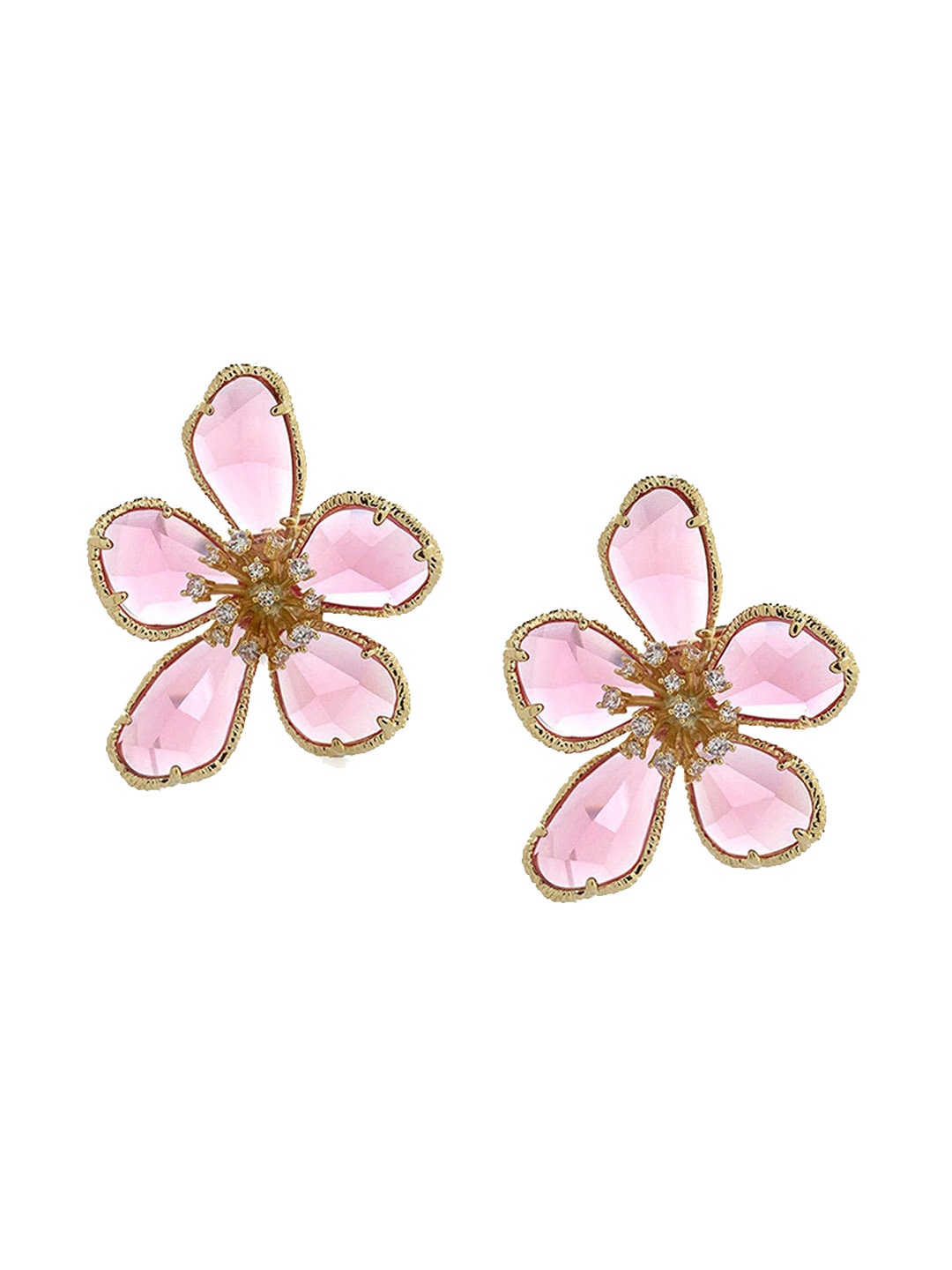

Just Lil Things Artificial Stones Studded Floral Shaped Studs, Pink