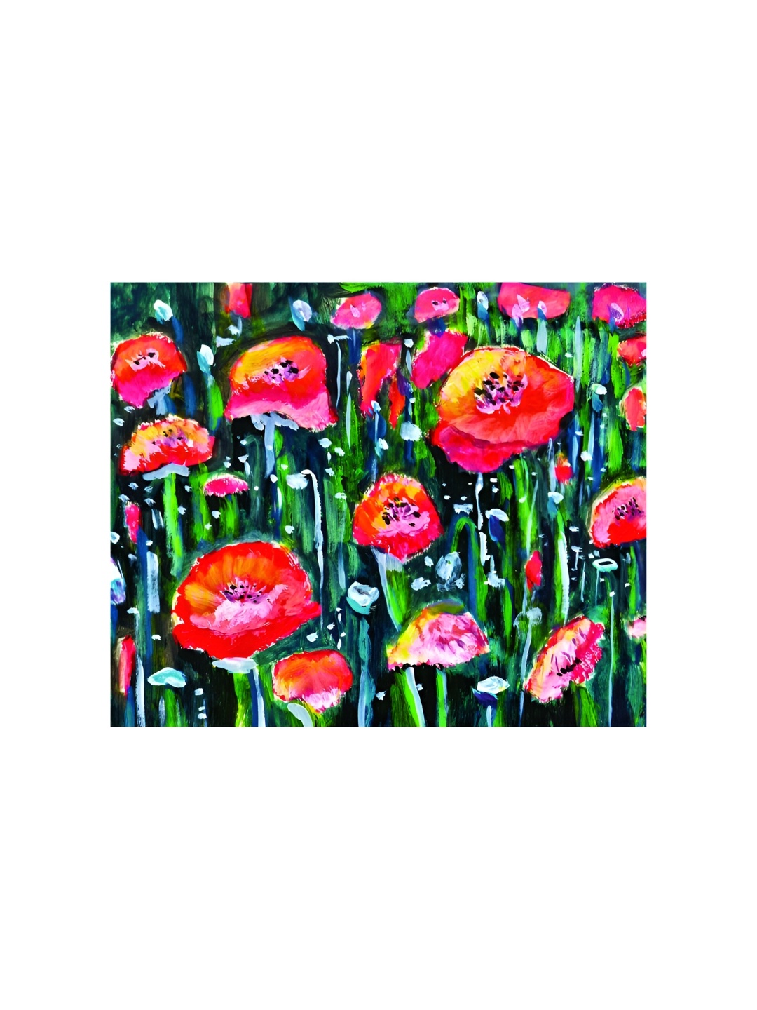 

Inephos Green And Red Floral And Botanical Printed Canvas Wall Art