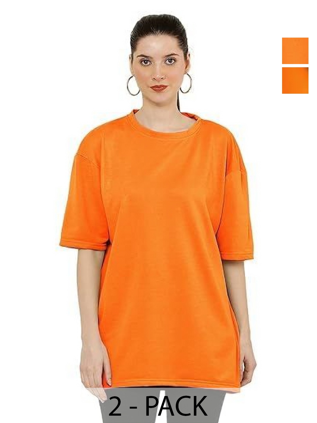 

NOTWILD Women 2 V-Neck Applique T-shirt, Orange