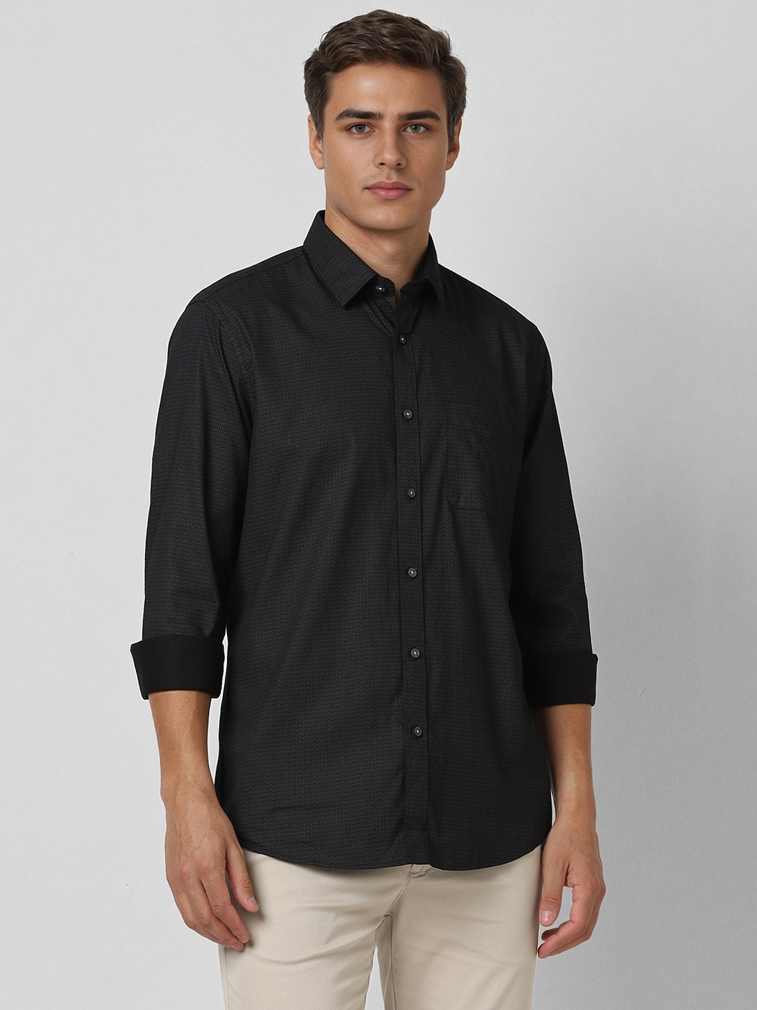 

Van Heusen Sport Men Slim Fit Geometric Printed Casual Cotton Shirt, Black