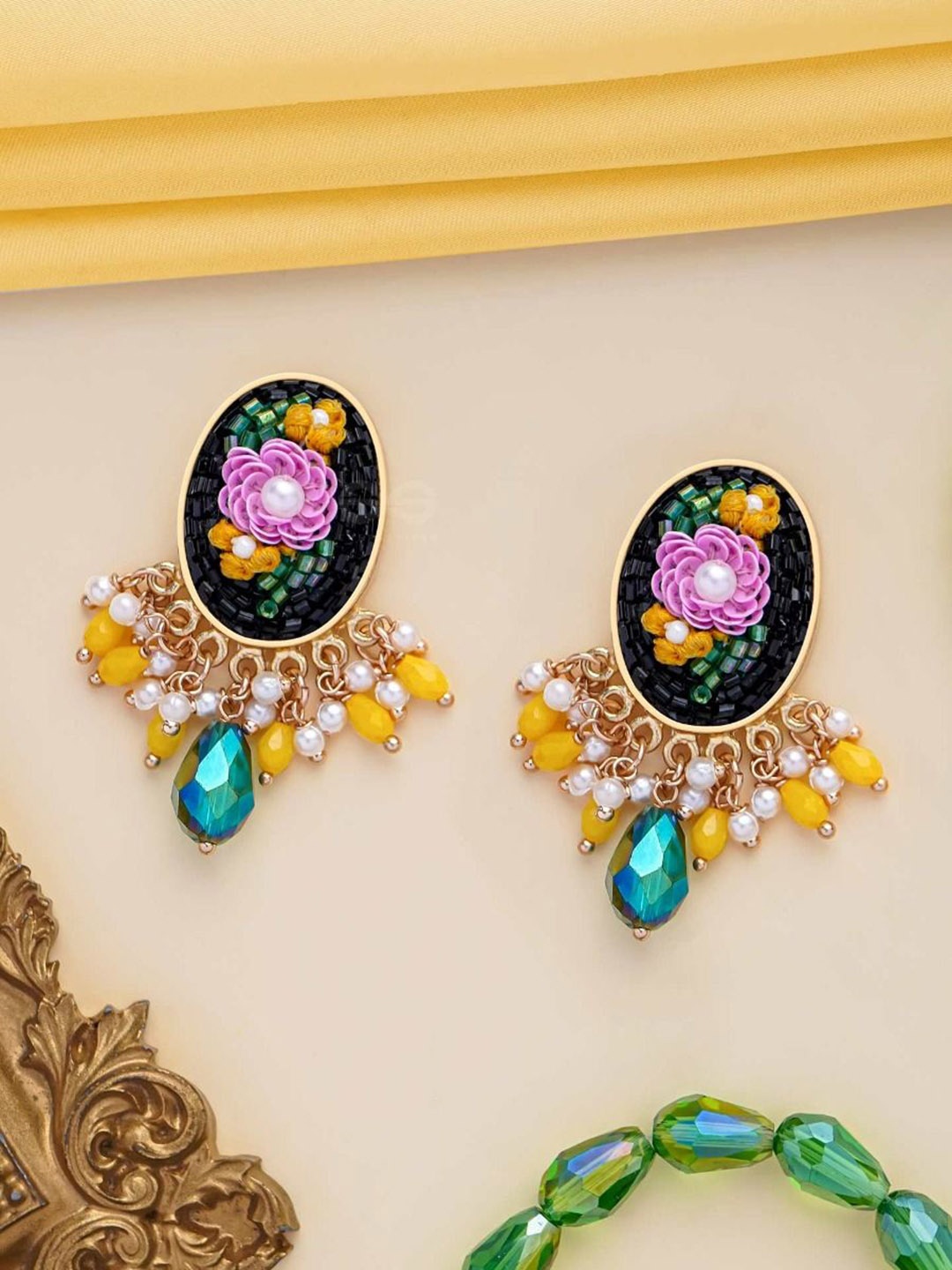 

EVERSTYLISH Sanjoya Sequins, Beads & Cut Dana Embroidered Earrings, Multi