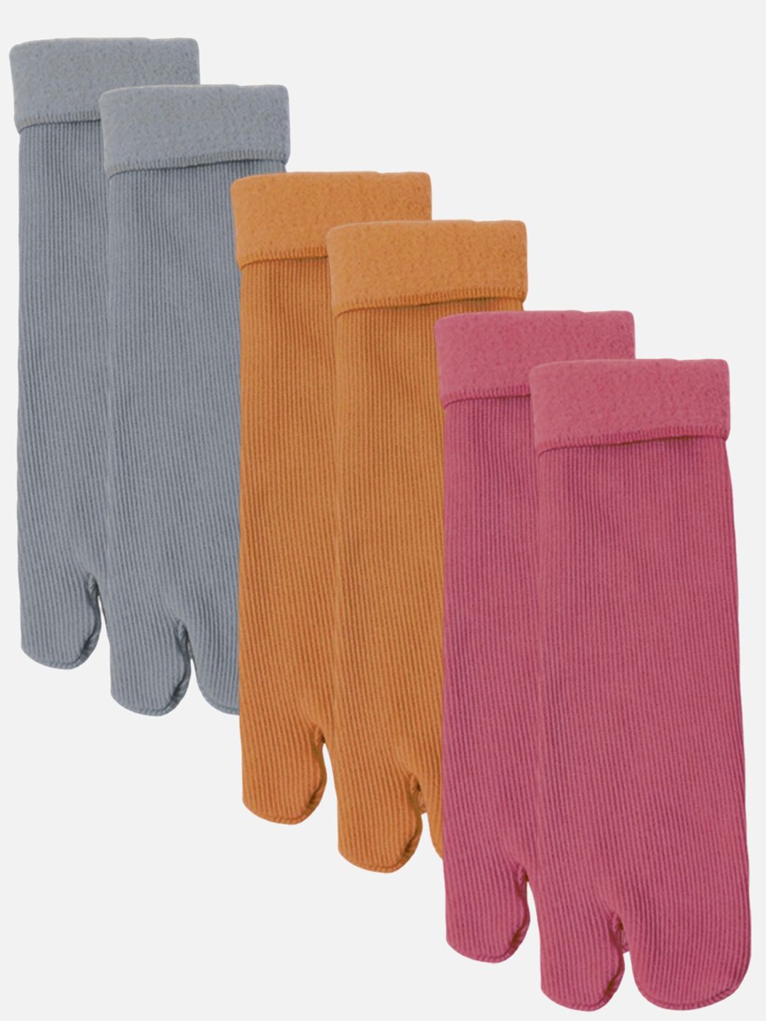 

StyFun Women Pack Of 3 Calf Length Thumb Toe Thermal Socks, Green