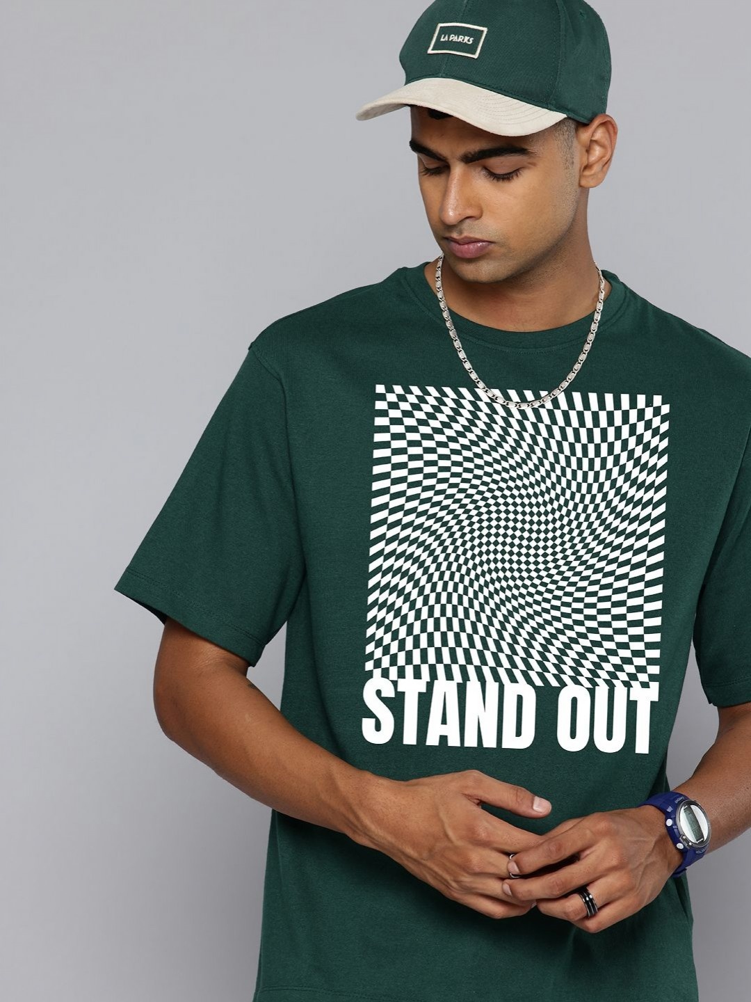 

Moda Rapido Men Typography Printed Round Neck Cotton Relaxed Fit T-shirt, Green